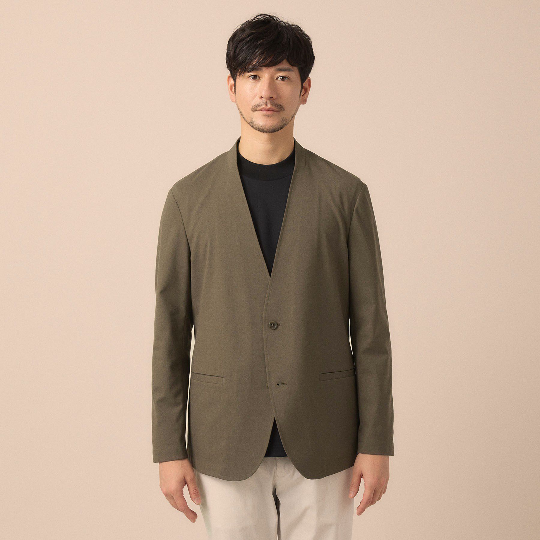 TAKEO KIKUCHI「【ON／OFF兼用】CARREMANファブリック ノーカラージャケット」|ノーカラージャケット|