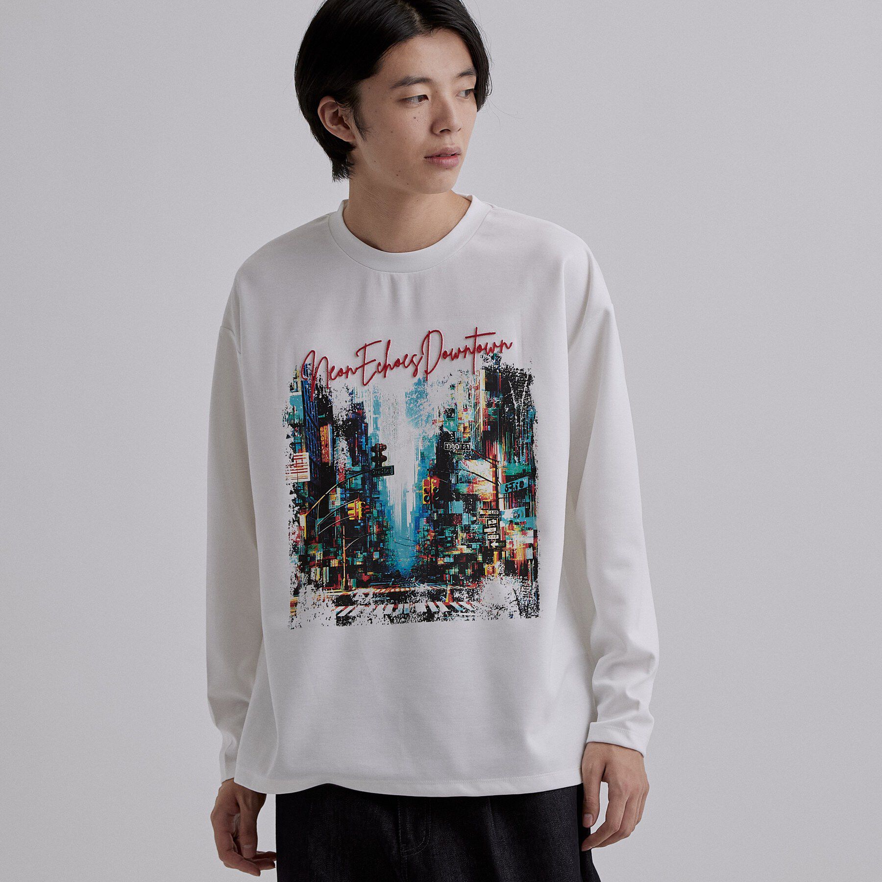 tk.TAKEO KIKUCHI「ブラシ刺繍長袖Tシャツ」|Tシャツ・カットソー|ホワイト(001)