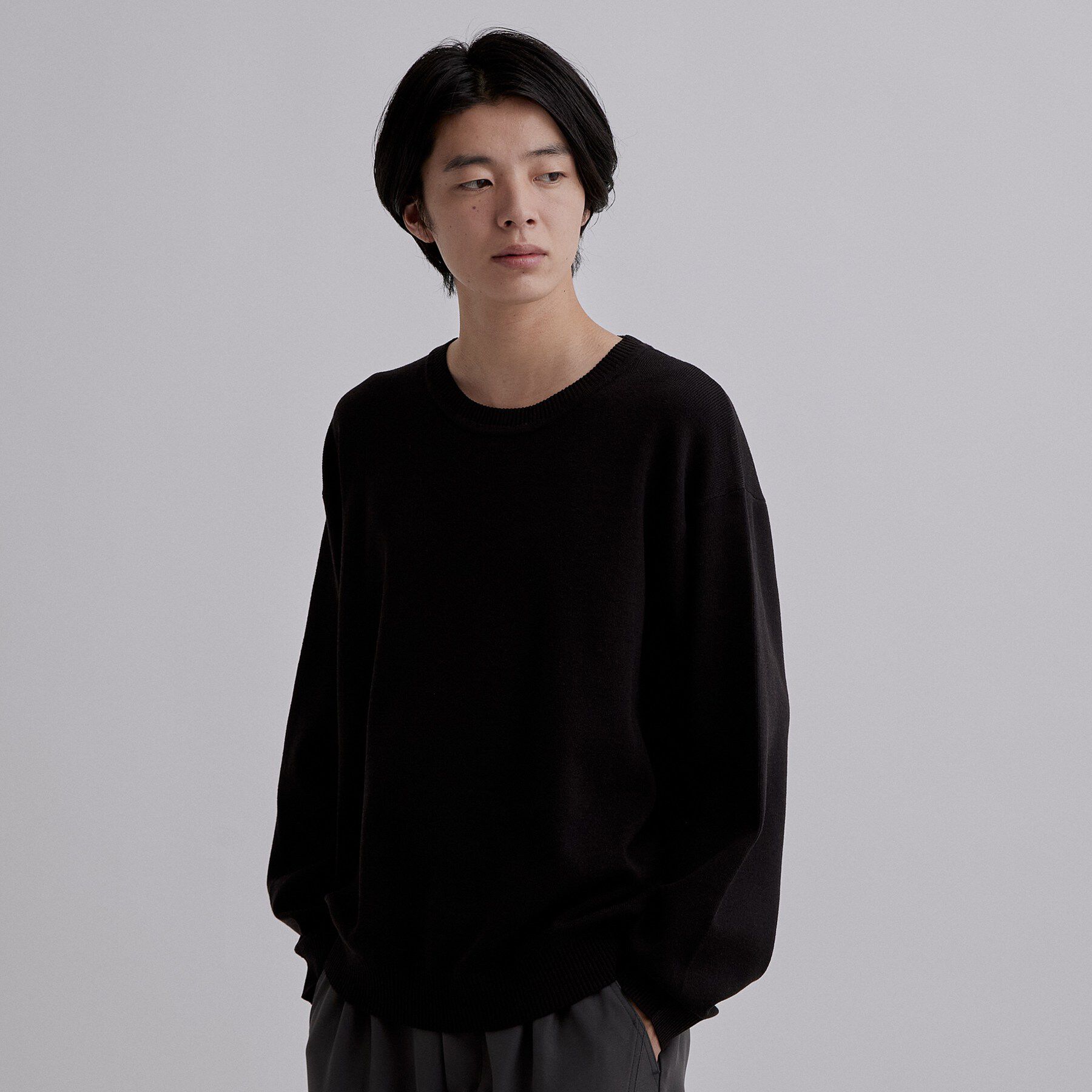tk.TAKEO KIKUCHI「CARE FREE KNITプルオーバー」|ニット・セーター|ブラック(019)