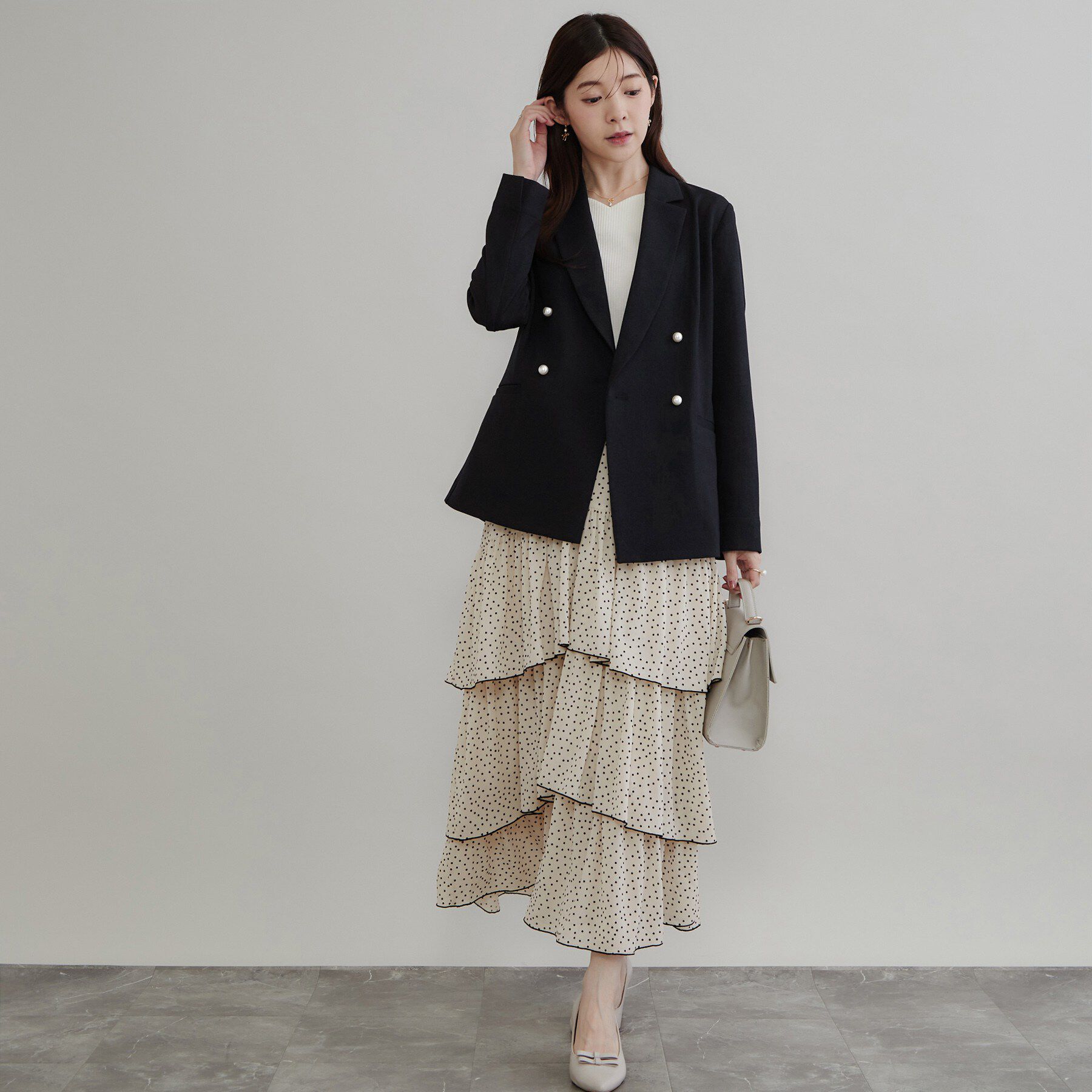 Couture broach「【マシンウォッシャブル・イージーケア】パール風釦テーラードジャケット【毛玉になりにくい・セットアップ」|テーラードジャケット|