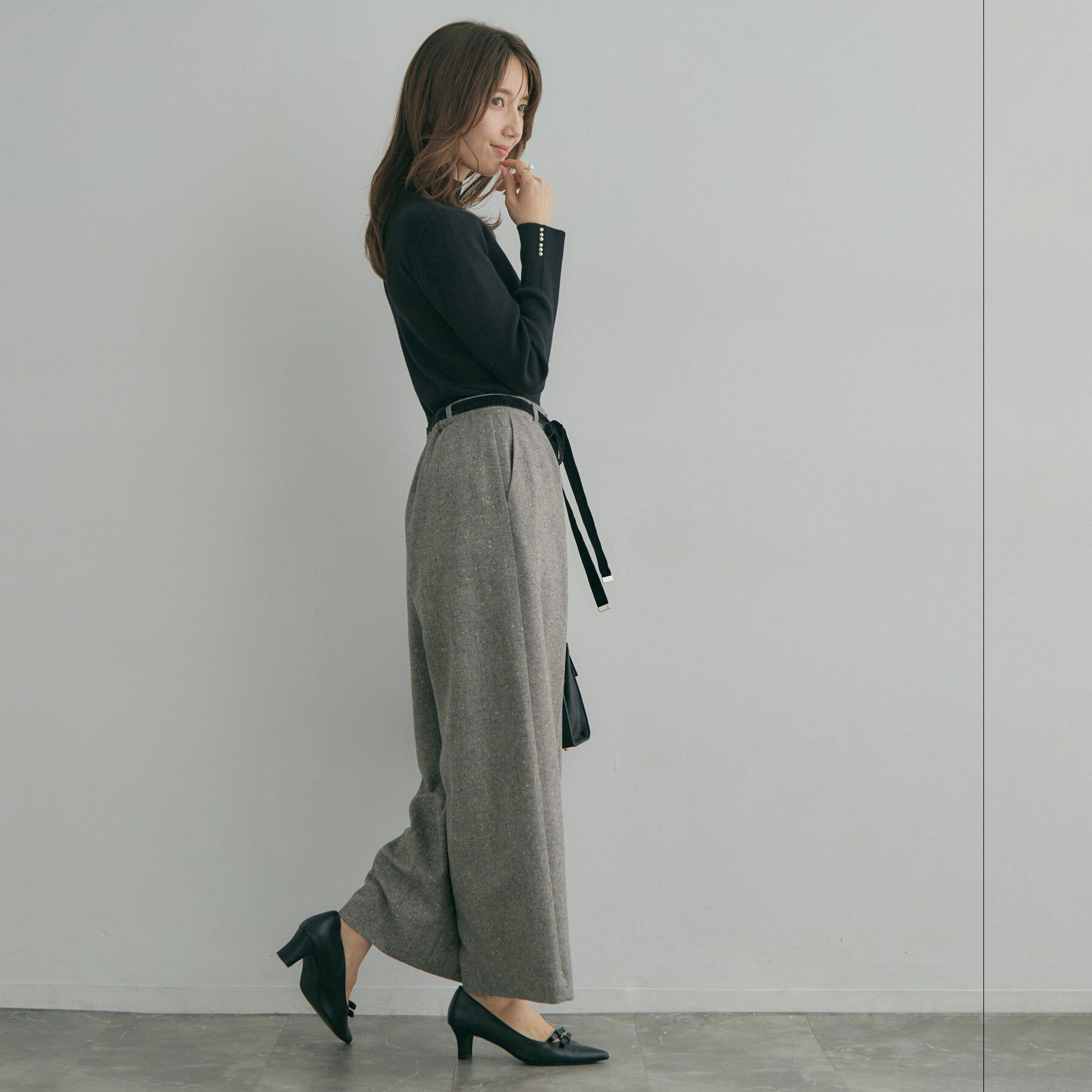 Couture broach「【大人フェミニンのBASIC】パール調リブニット【吸湿発熱・静電気防止・抗菌防臭・洗濯機可】」|ニット・セーター|