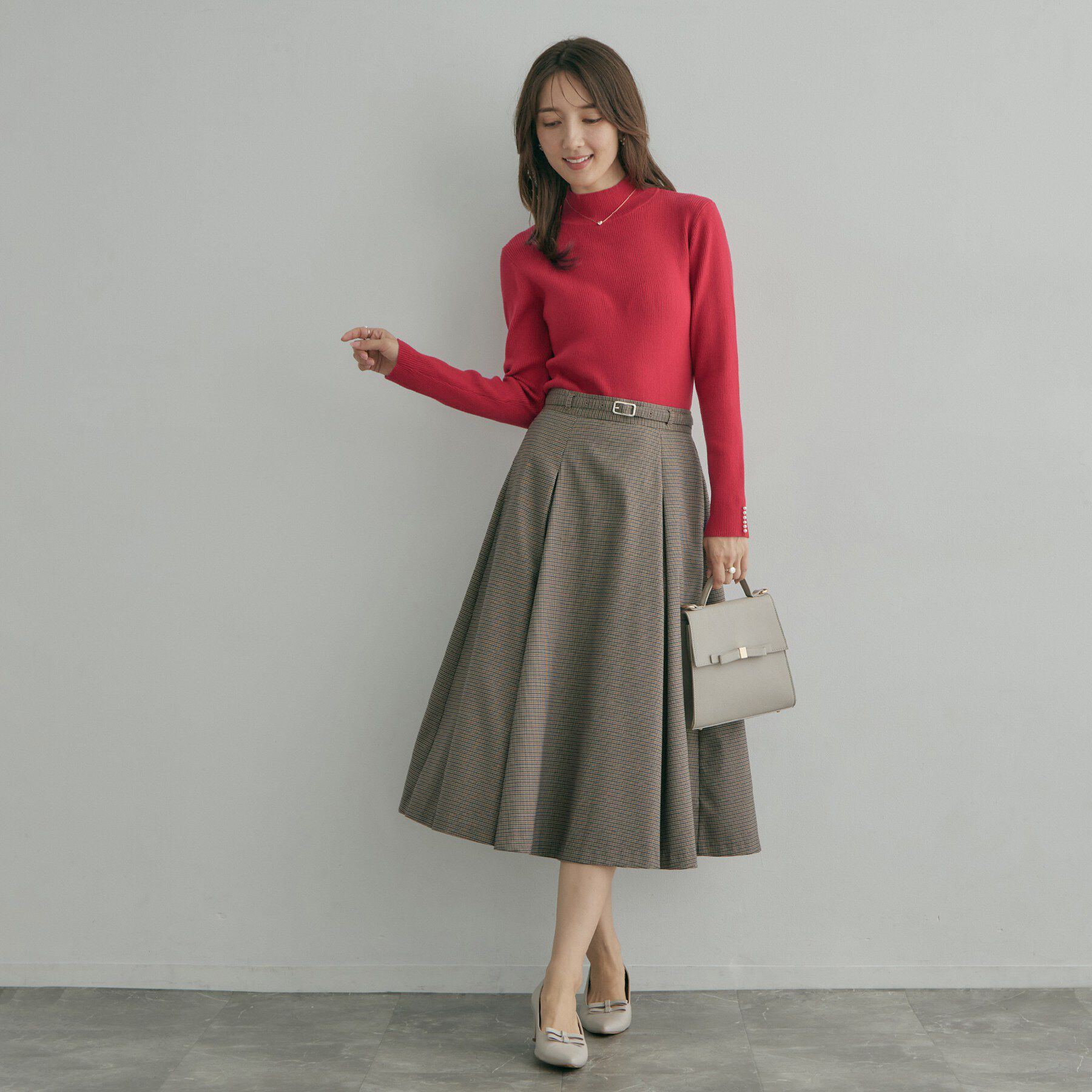 Couture broach「【大人フェミニンのBASIC】パール調リブニット【吸湿発熱・静電気防止・抗菌防臭・洗濯機可】」|ニット・セーター|