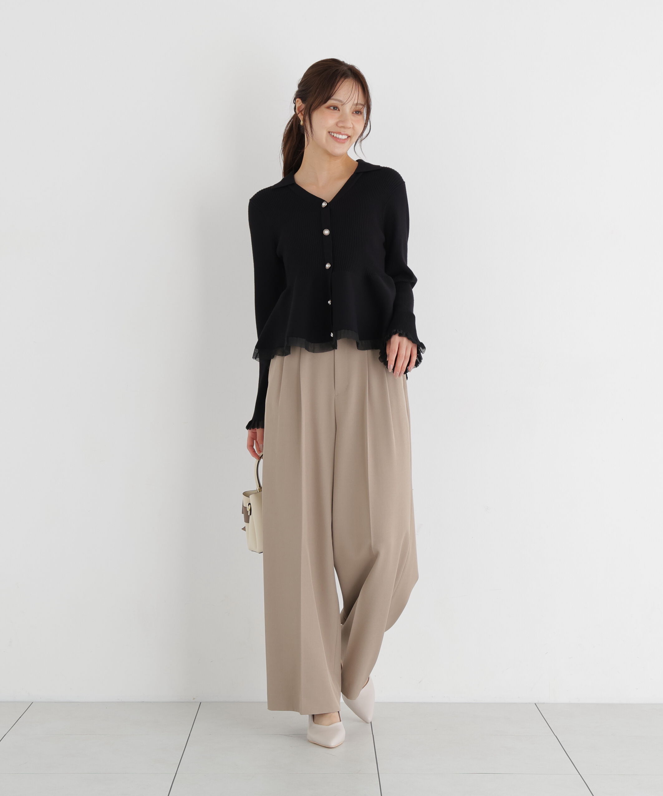 PROPORTION BODY DRESSING「シアー切り替えペプラムニット 26AW」|ニット・セーター|