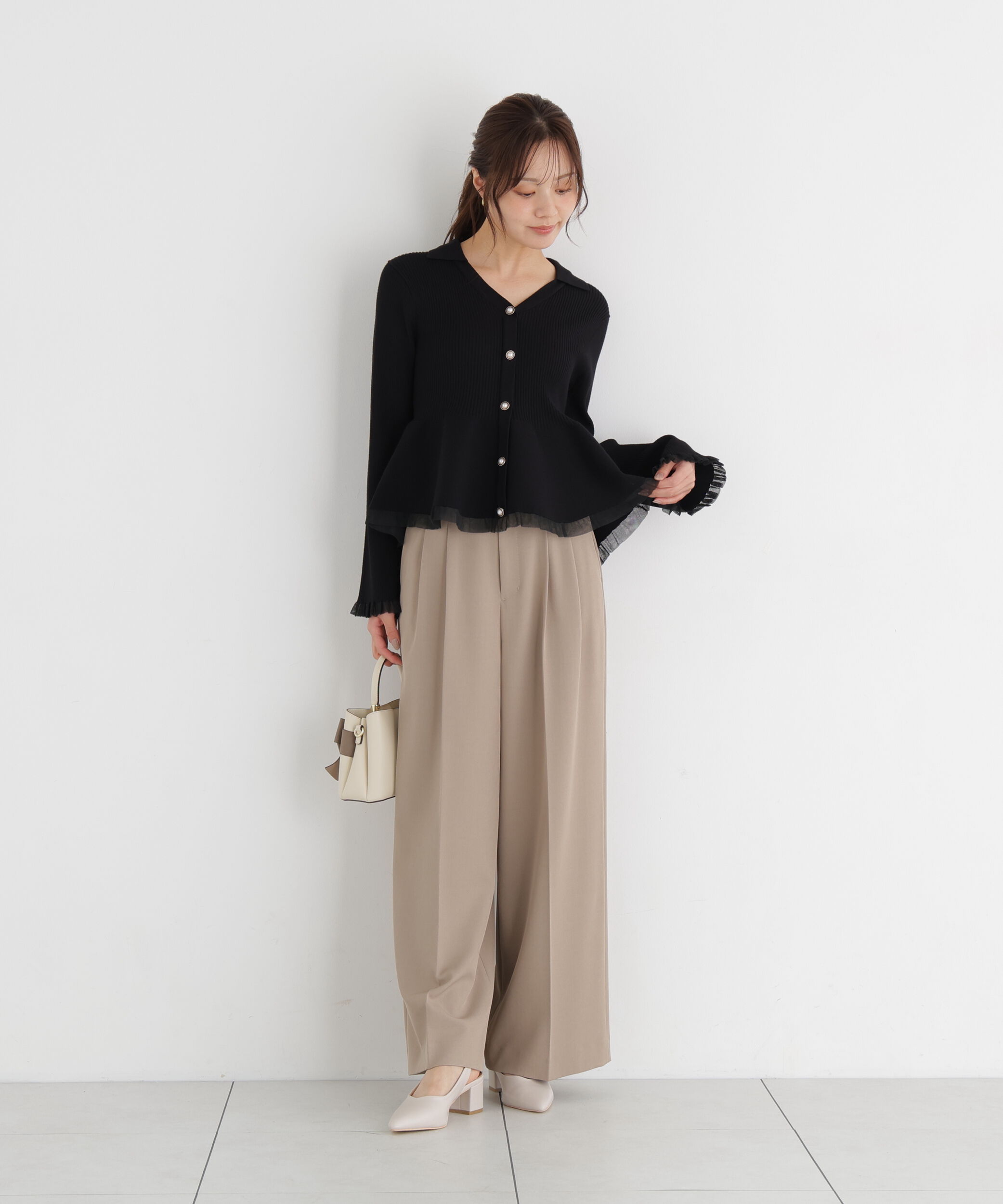 PROPORTION BODY DRESSING「シアー切り替えペプラムニット 26AW」|ニット・セーター|