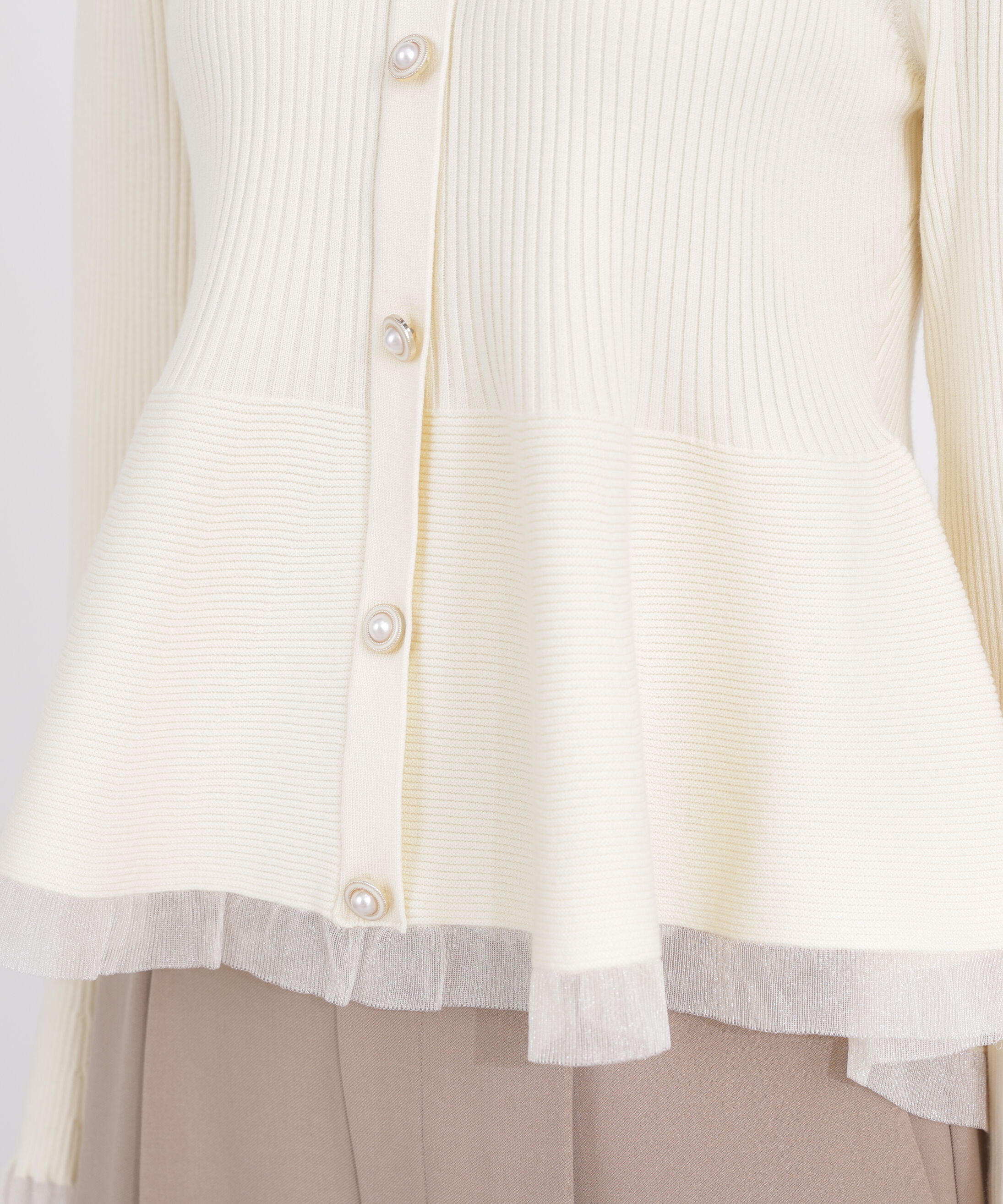 PROPORTION BODY DRESSING「シアー切り替えペプラムニット 26AW」|ニット・セーター|