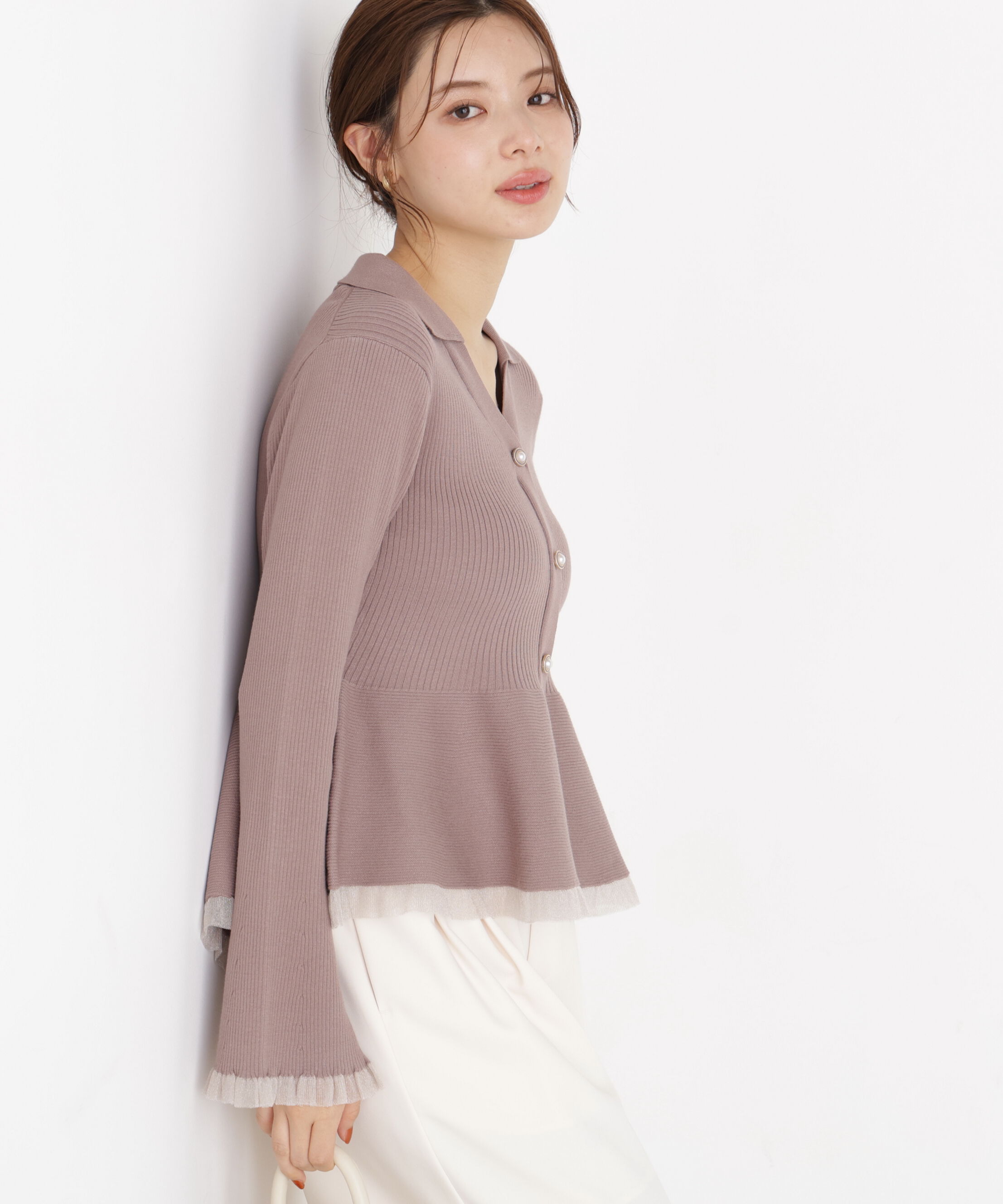 PROPORTION BODY DRESSING「シアー切り替えペプラムニット 26AW」|ニット・セーター|