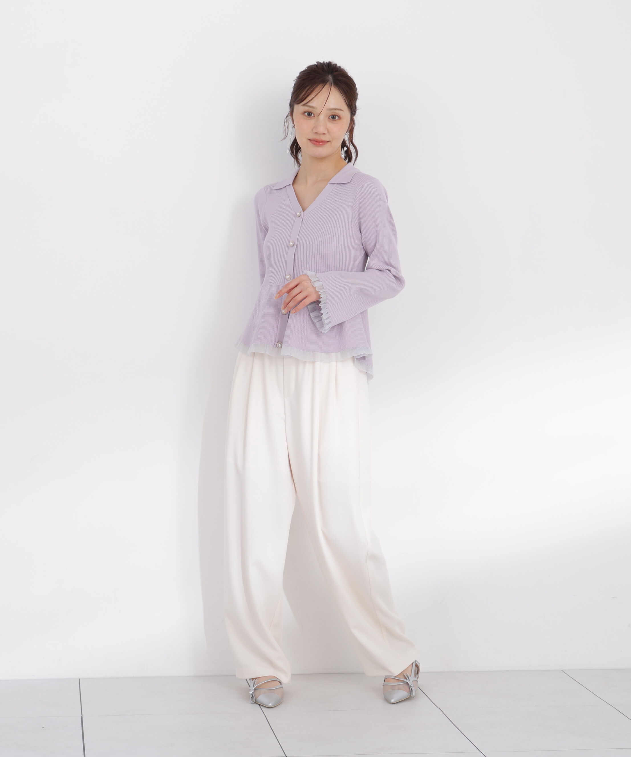 PROPORTION BODY DRESSING「シアー切り替えペプラムニット 26AW」|ニット・セーター|
