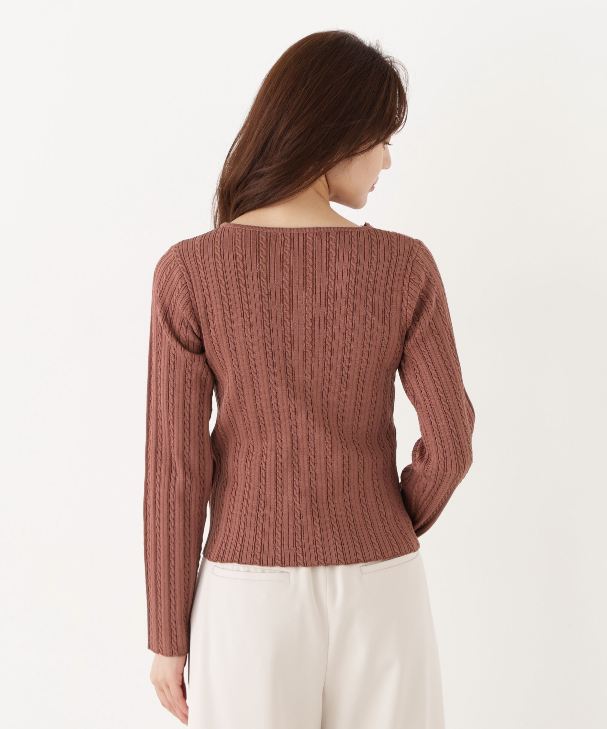  「＜a/mie＞レースレイヤード変形ヘンリーニット 26AW」|ニット・セーター|
