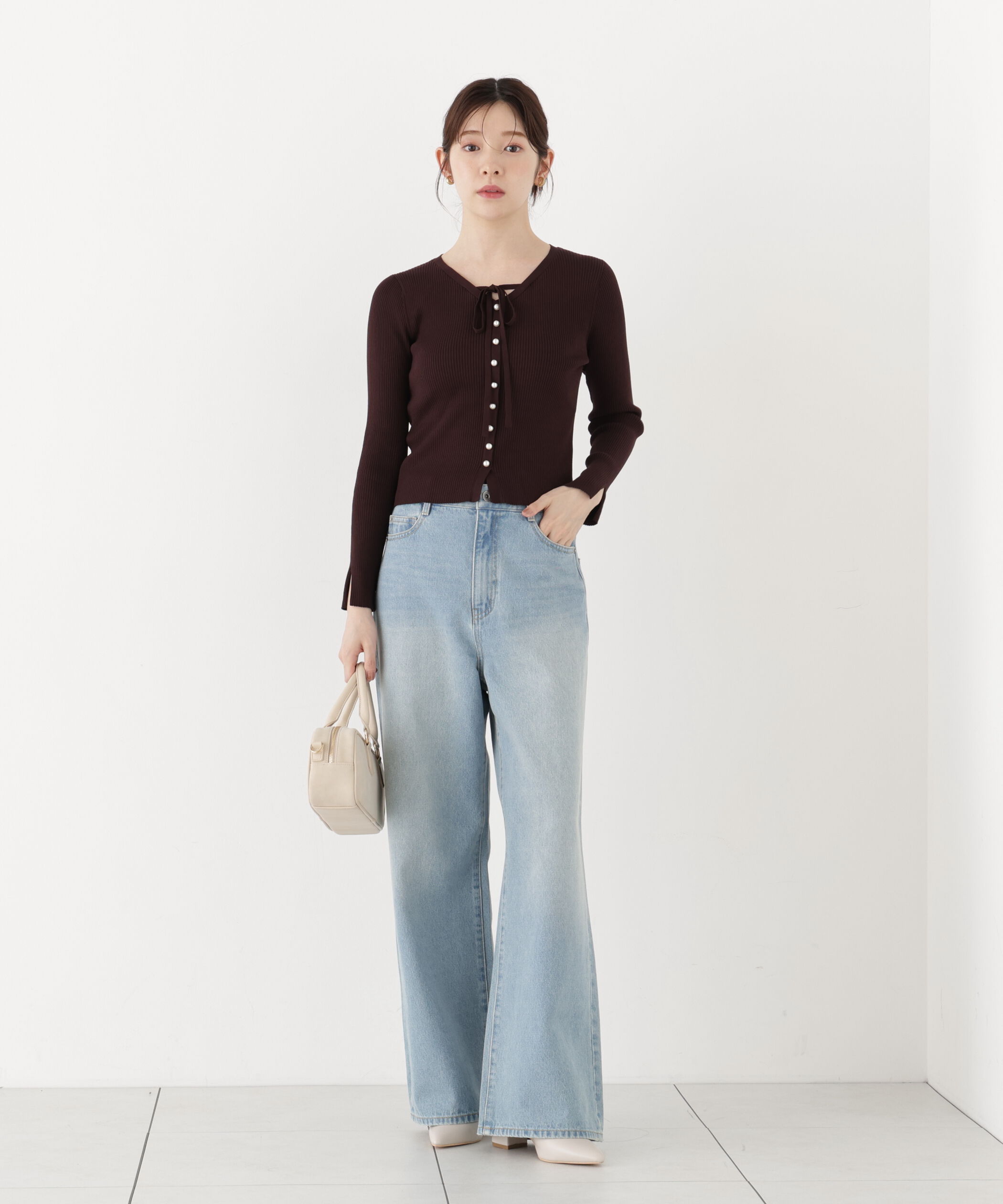 PROPORTION BODY DRESSING「パール付きリボンニット」|ニット・セーター|