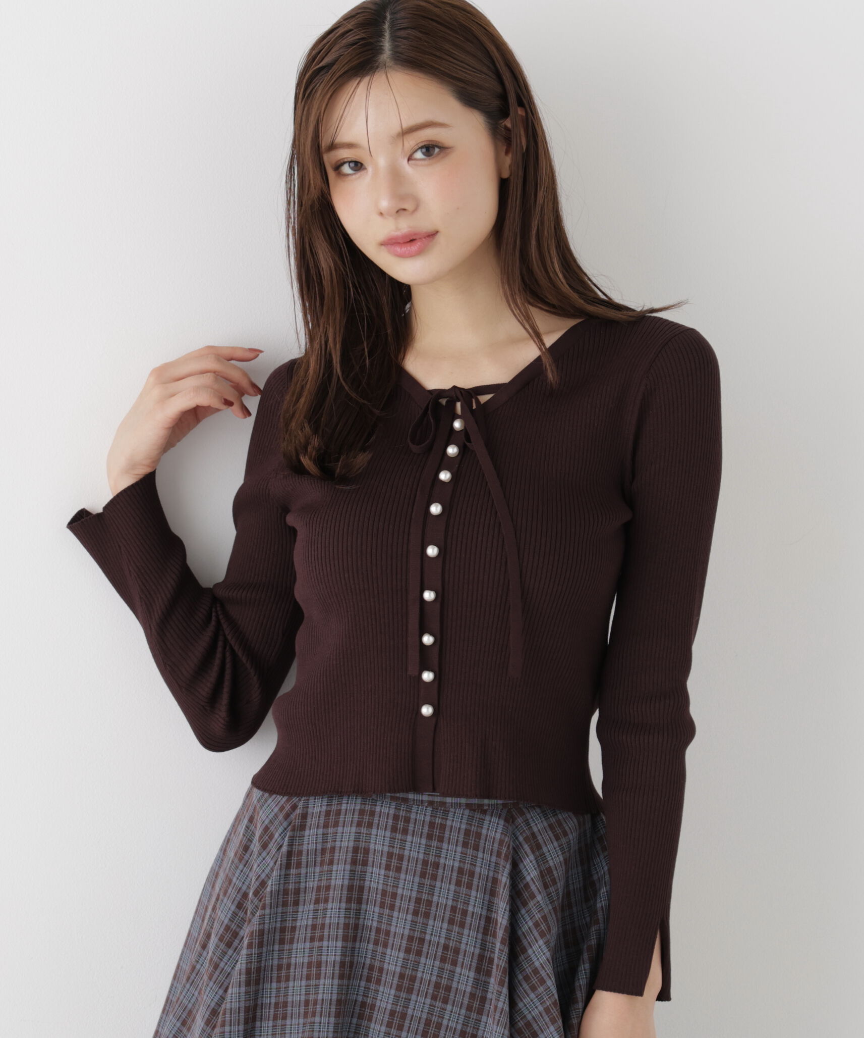 PROPORTION BODY DRESSING「パール付きリボンニット」|ニット・セーター|