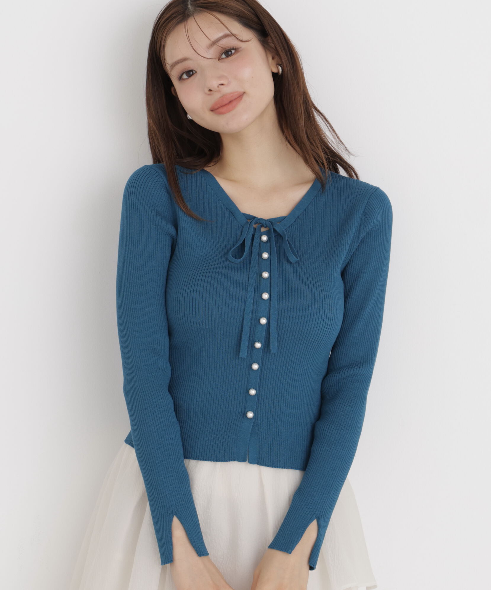 PROPORTION BODY DRESSING「パール付きリボンニット」|ニット・セーター|