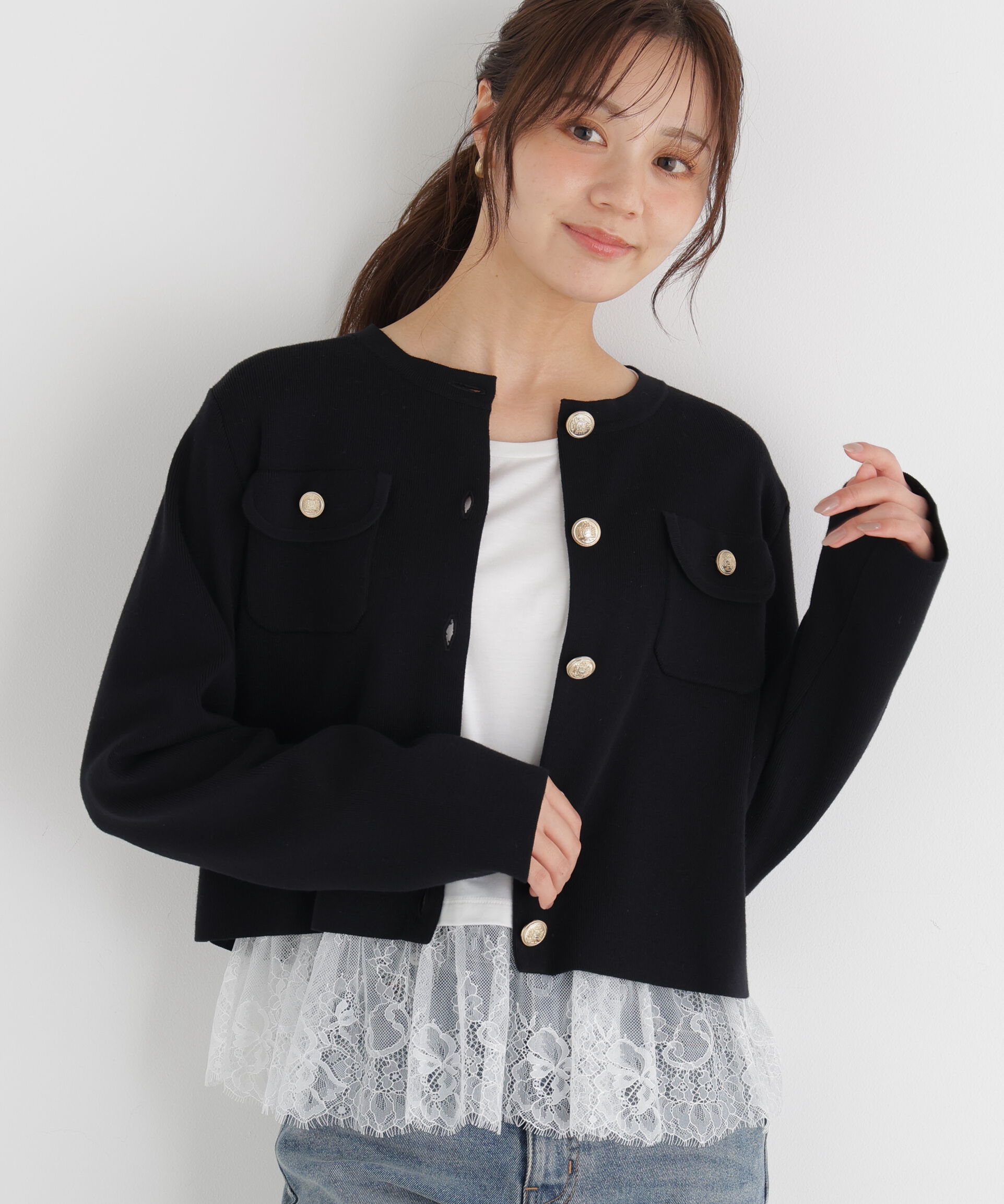 PROPORTION BODY DRESSING「シルク混カーディガン」|カーディガン|ブラック