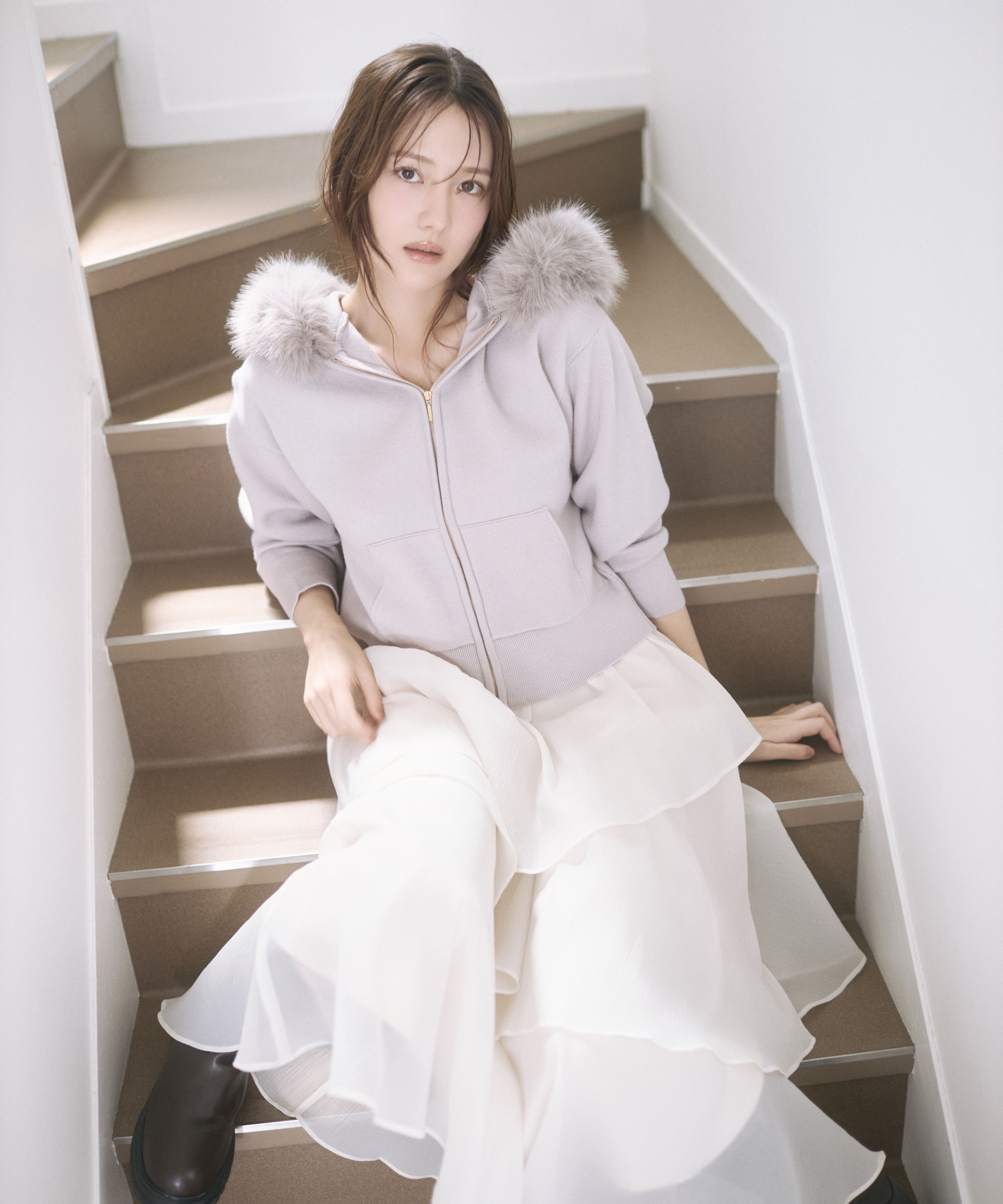 PROPORTION BODY DRESSING「フェイクファー付きニットパーカー 26AW」|ニット・セーター|