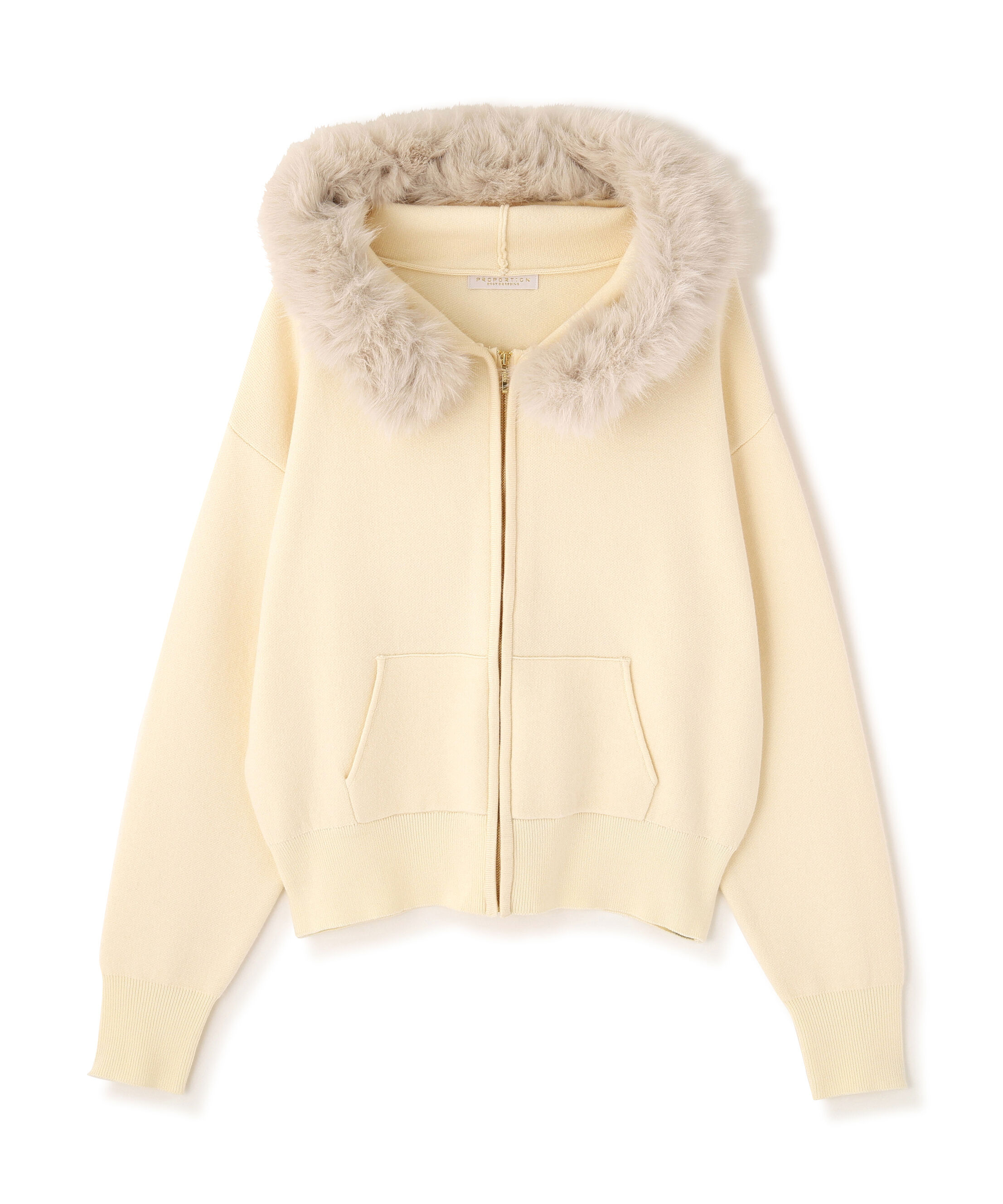 PROPORTION BODY DRESSING「フェイクファー付きニットパーカー 26AW」|ニット・セーター|