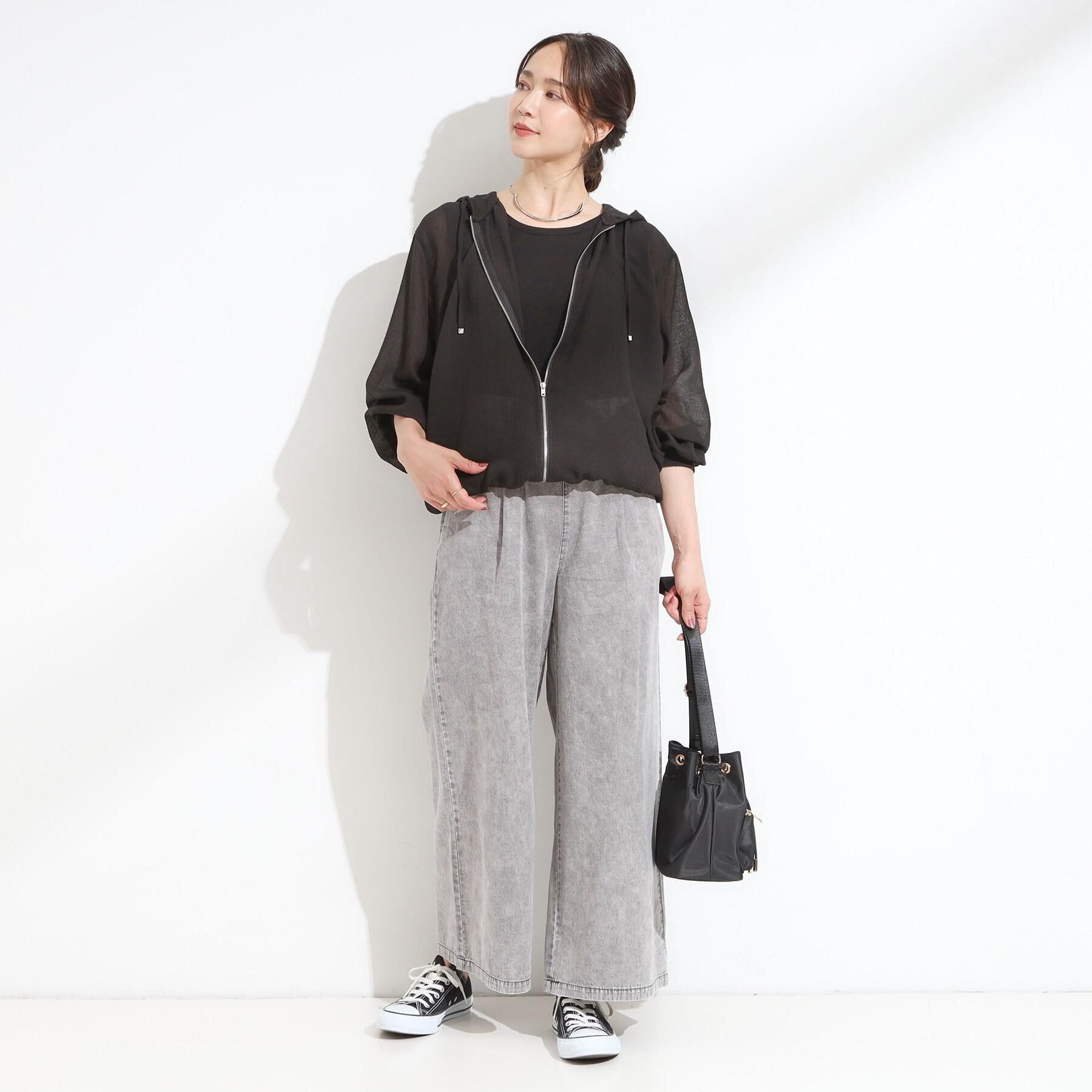 SHOO･LA･RUE「【セットアップ可/S-LL】リボン付き イージーワイドデニムパンツ」|デニム|