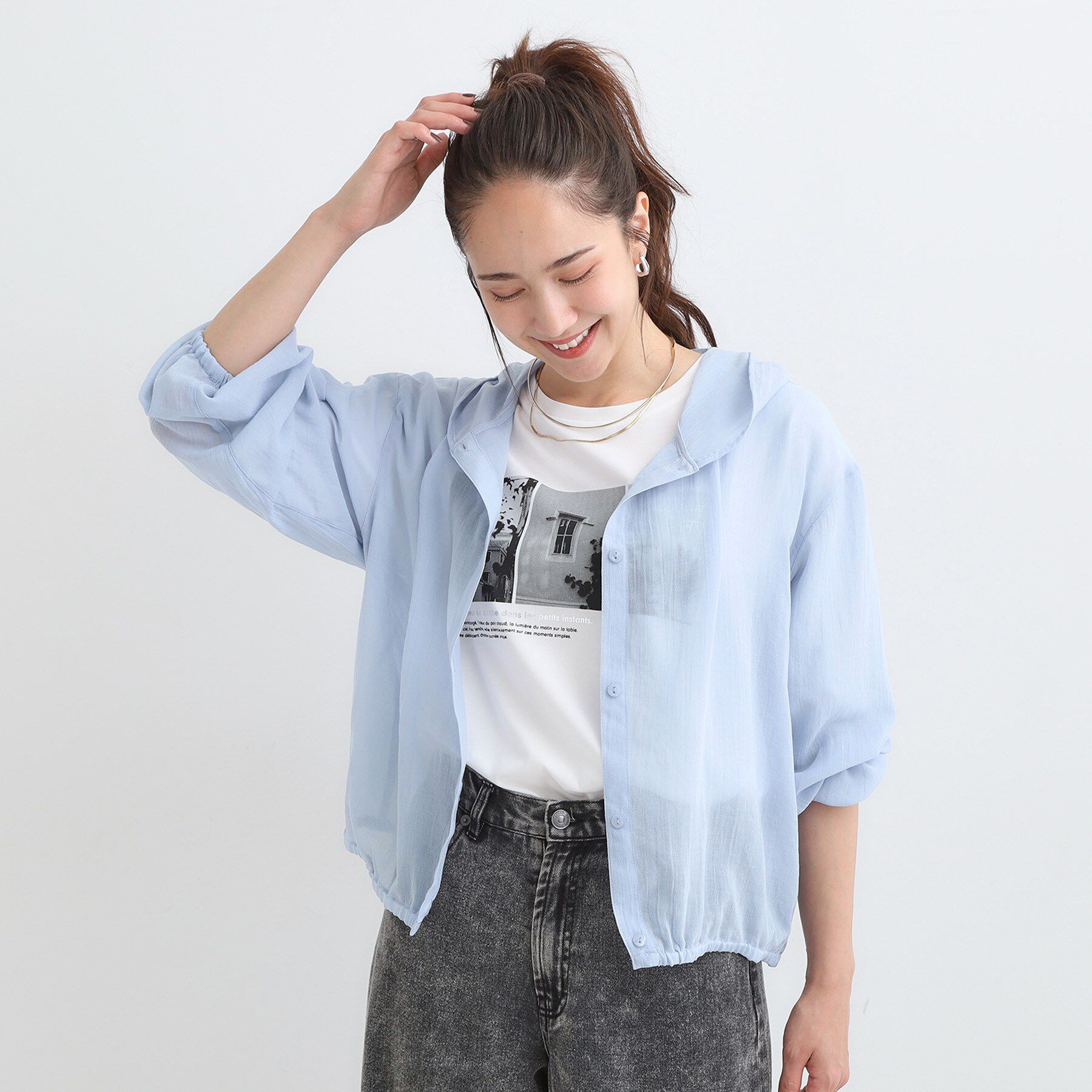 SHOO･LA･RUE「【S-LL】大人の抜け感 シアーボイルフーディパーカ」|パーカー|