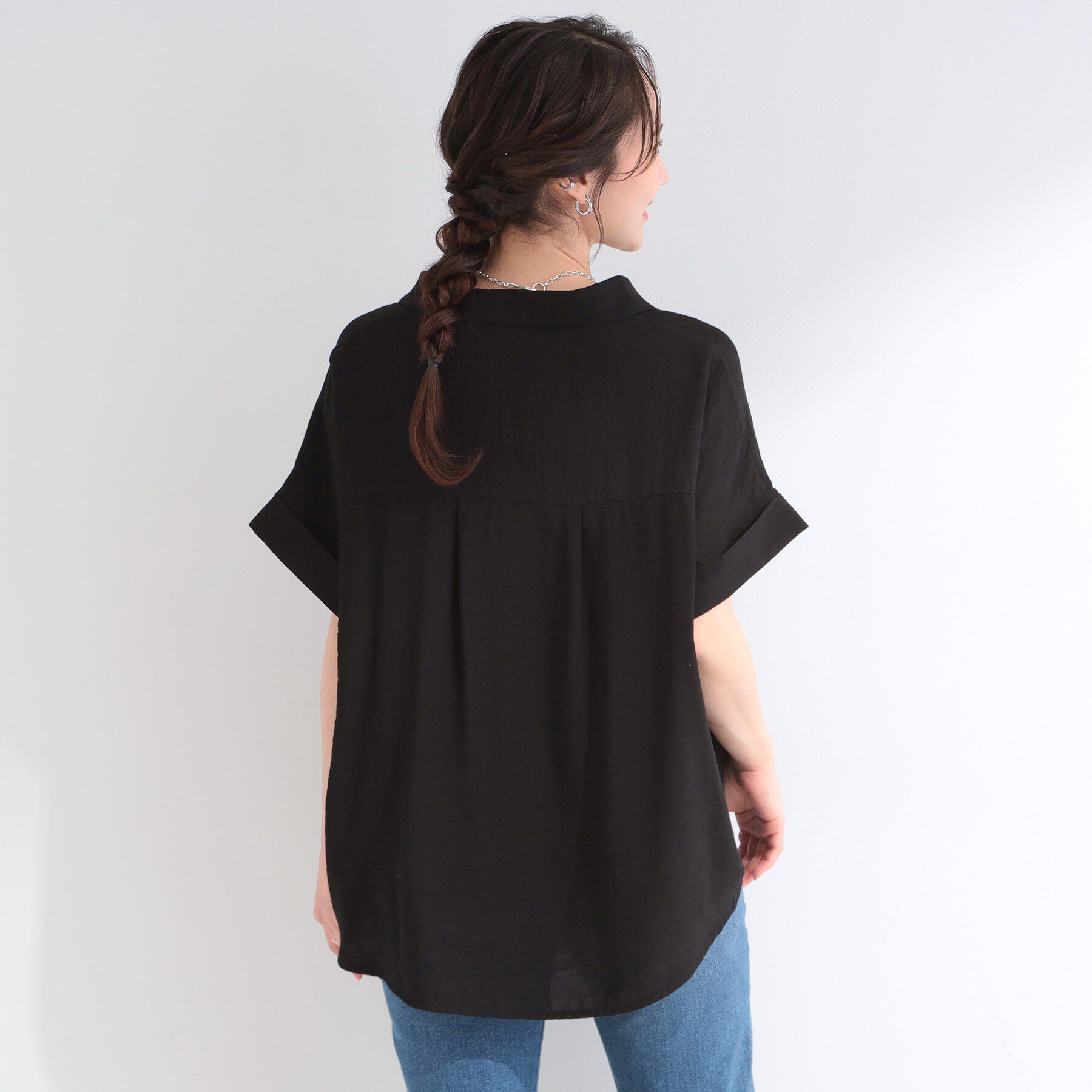 SHOO･LA･RUE「【S-LL/洗濯機可】インせず着られる 裾タック スキッパーシャツ」|シャツ・ブラウス|