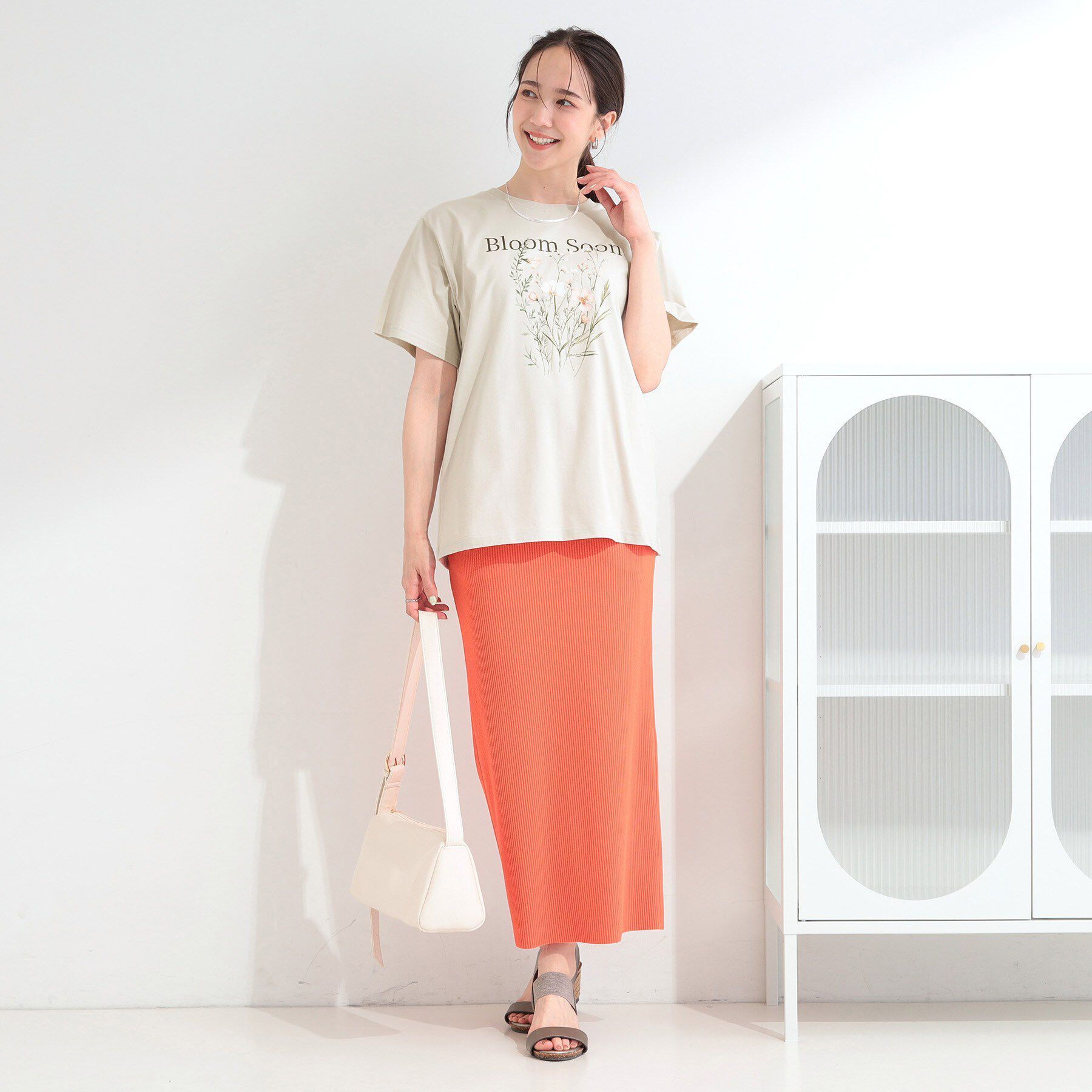 SHOO･LA･RUE「【洗濯機可/S-LL】夏に快適サラサラ感 大人のプリントTシャツ」|Tシャツ・カットソー|