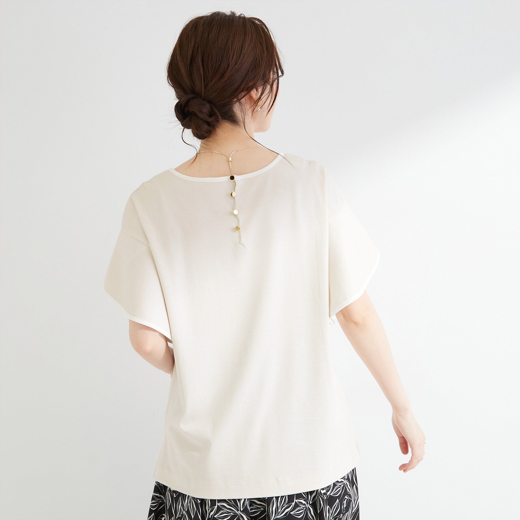SHOO･LA･RUE「【洗濯機可/S-LL】配色パイピング フレアスリーブトップス」|Tシャツ・カットソー|