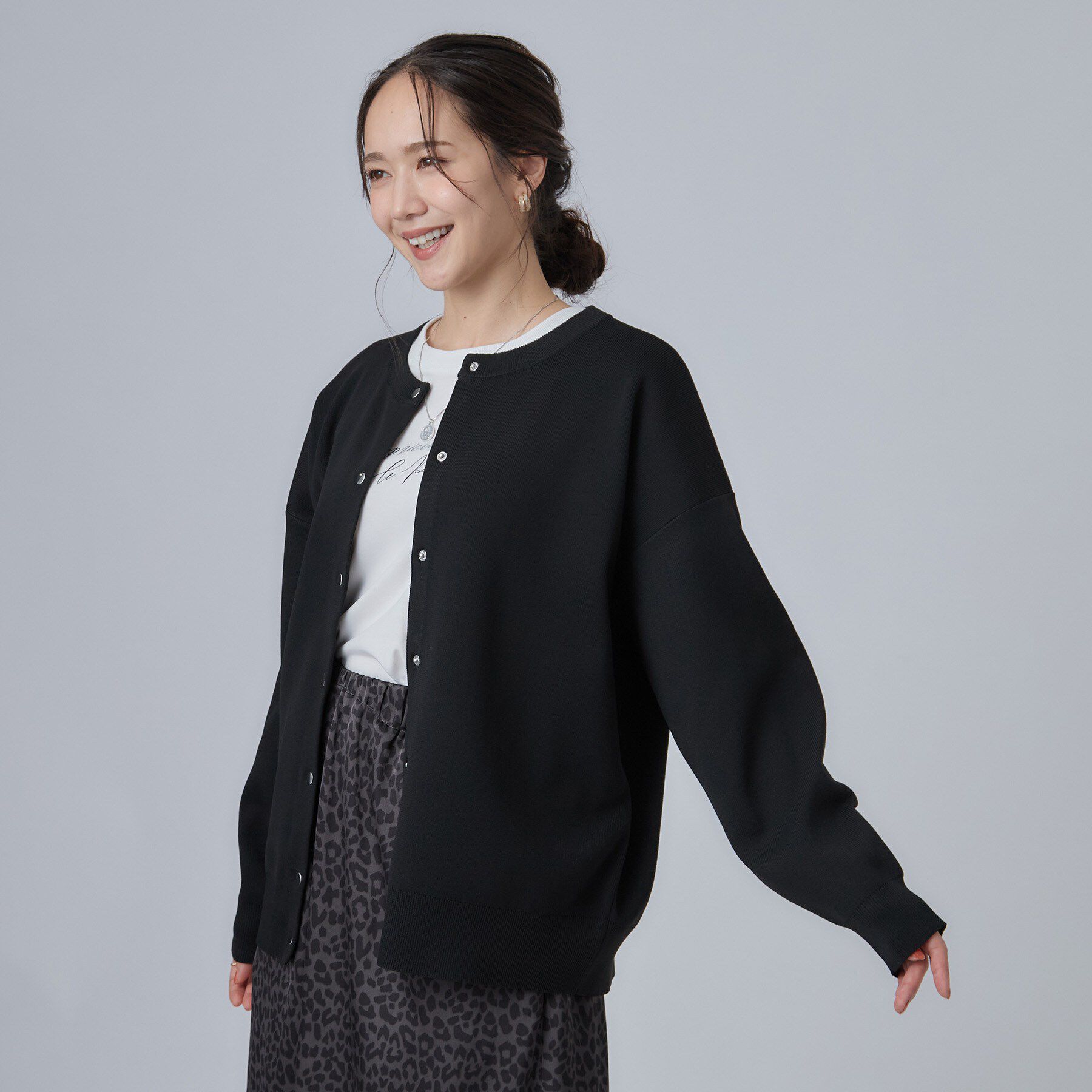 SHOO･LA･RUE「【セットアップ可/洗濯機可】軽やかに羽織れる スポンディッシュ ニットカーディガン」|カーディガン|
