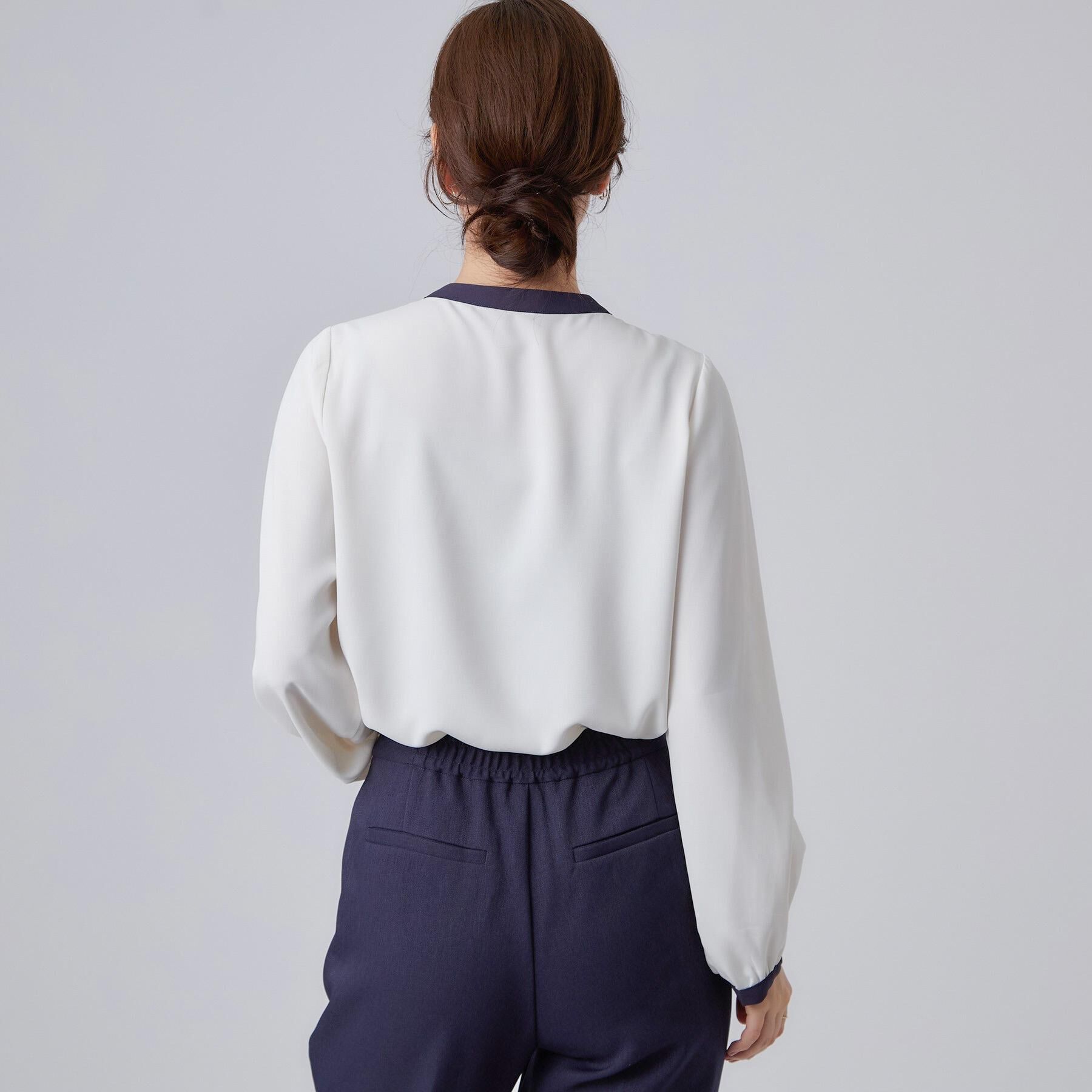 SHOO･LA･RUE「【通勤/UV//S-LL】大人の上品スタイルに ボウタイ風ブラウス」|シャツ・ブラウス|