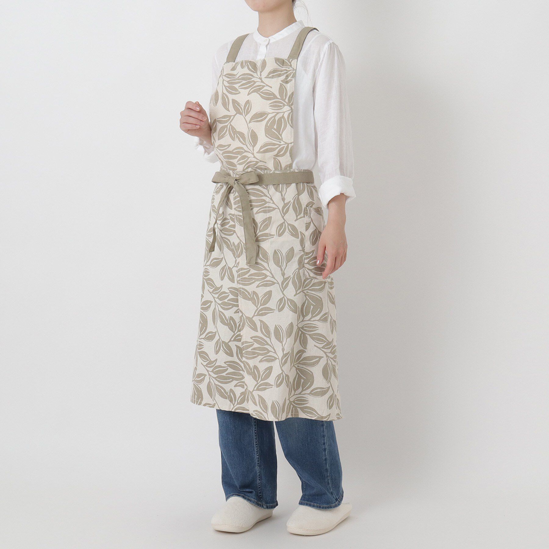 212 KITCHEN STORE「ボタニカルリーフ フルエプロン 2way GY ＜212Kオリジナル＞」|食器・キッチングッズ|