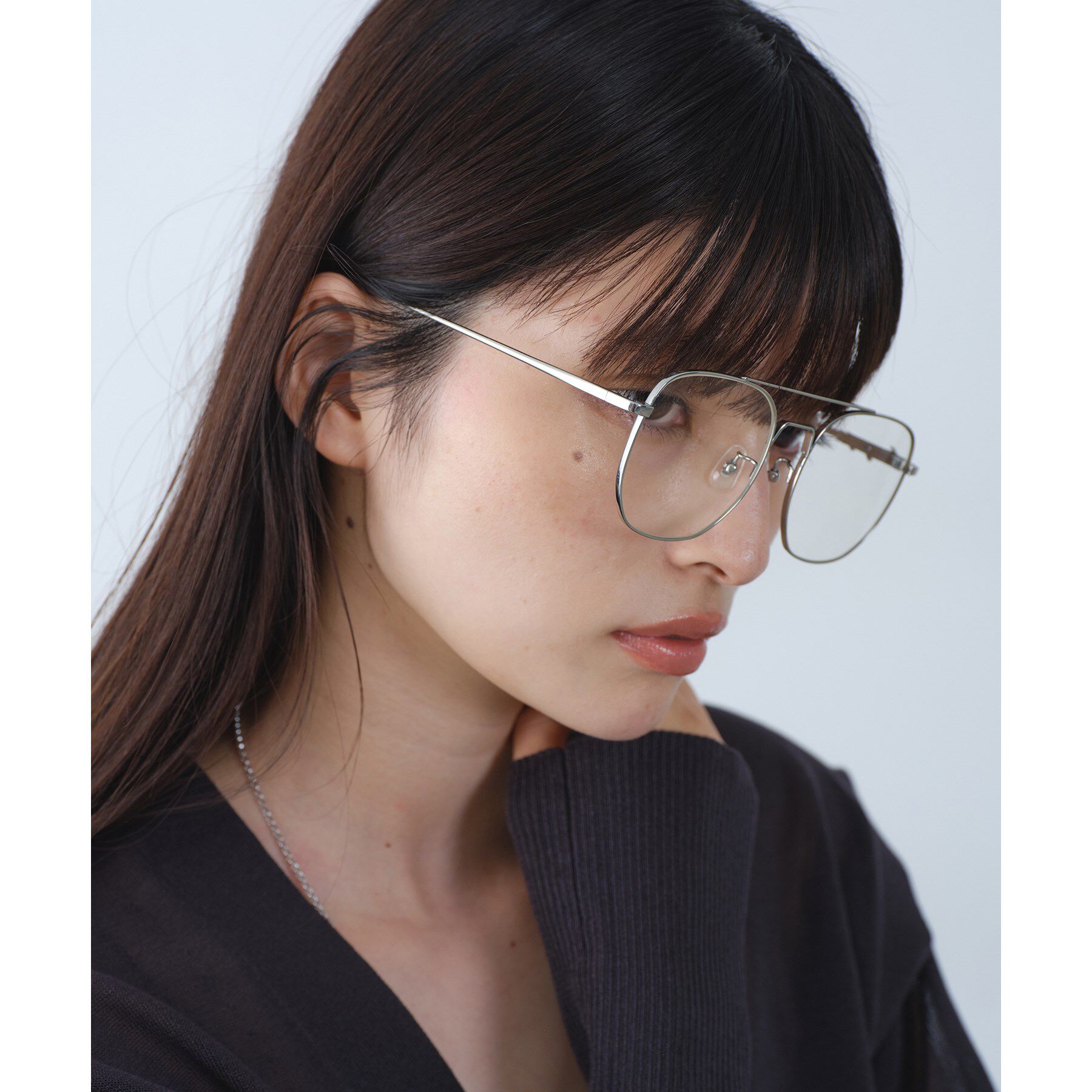CODE A「heyep｜Aviator Glasses with Rhinestones ＆ Logo」|メガネ|