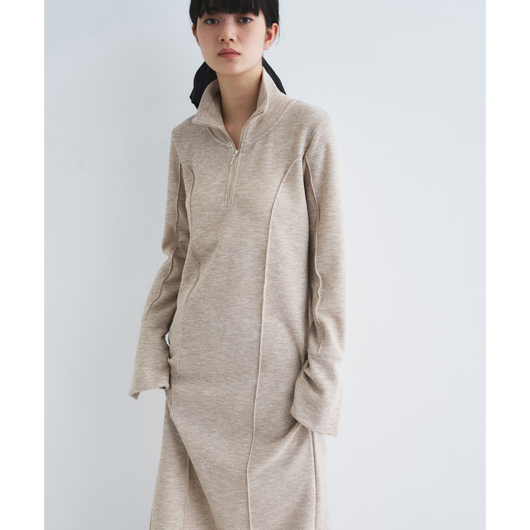 CODE A「high neck jersey dress」|ワンピース|ベージュ(052)