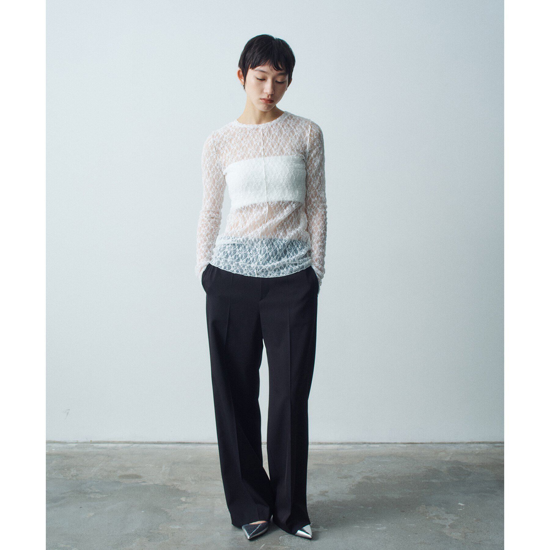 CODE A「【ReRe】stretch lace tops」|Tシャツ・カットソー|