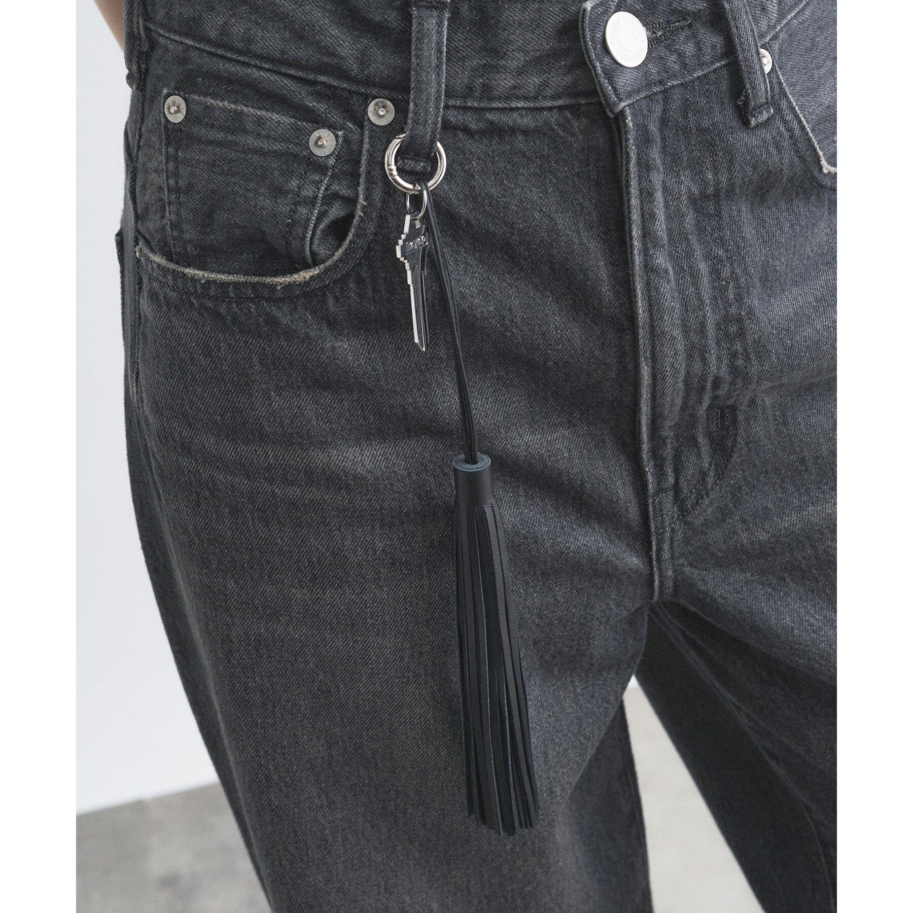 CODE A「heyep｜Long Fringe Leather Keyring」|キーケース|ブラック(019)