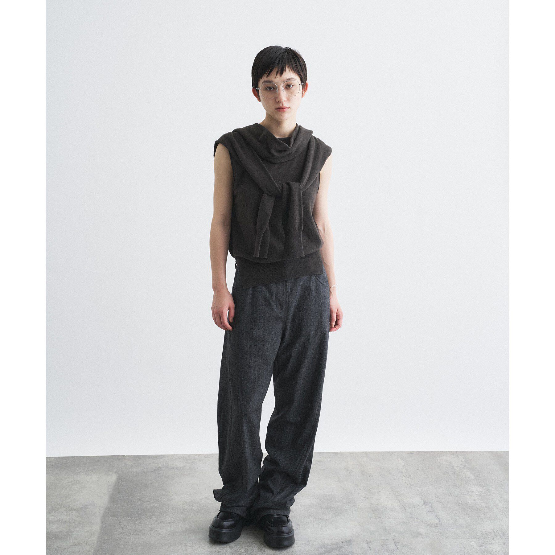 CODE A「SYSTEM｜CONVERTIBLE－SLEEVE WOOL KNIT TOP」|ニット・セーター|