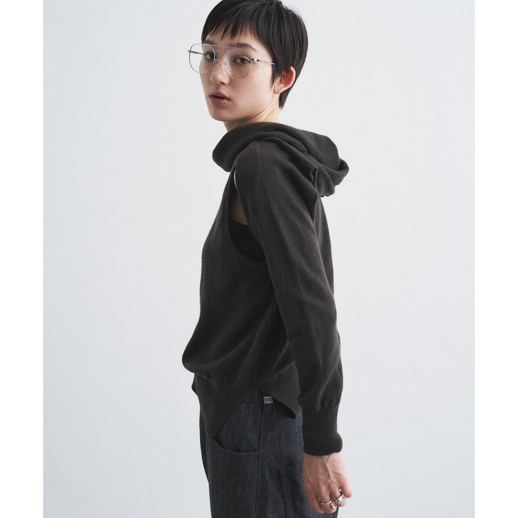 CODE A「SYSTEM｜CONVERTIBLE－SLEEVE WOOL KNIT TOP」|ニット・セーター|