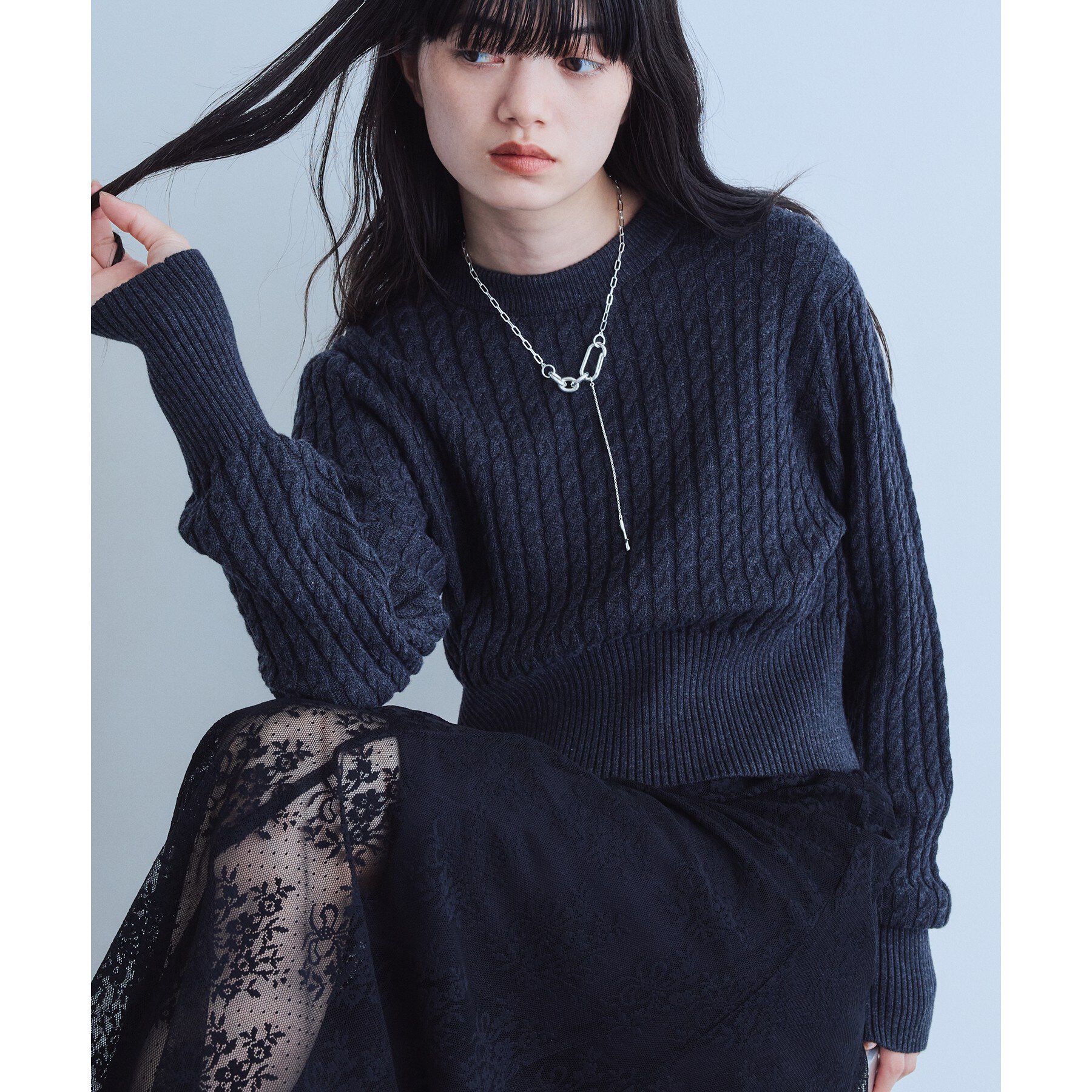 CODE A「soierie｜Raw edge clip necklace」|ネックレス|