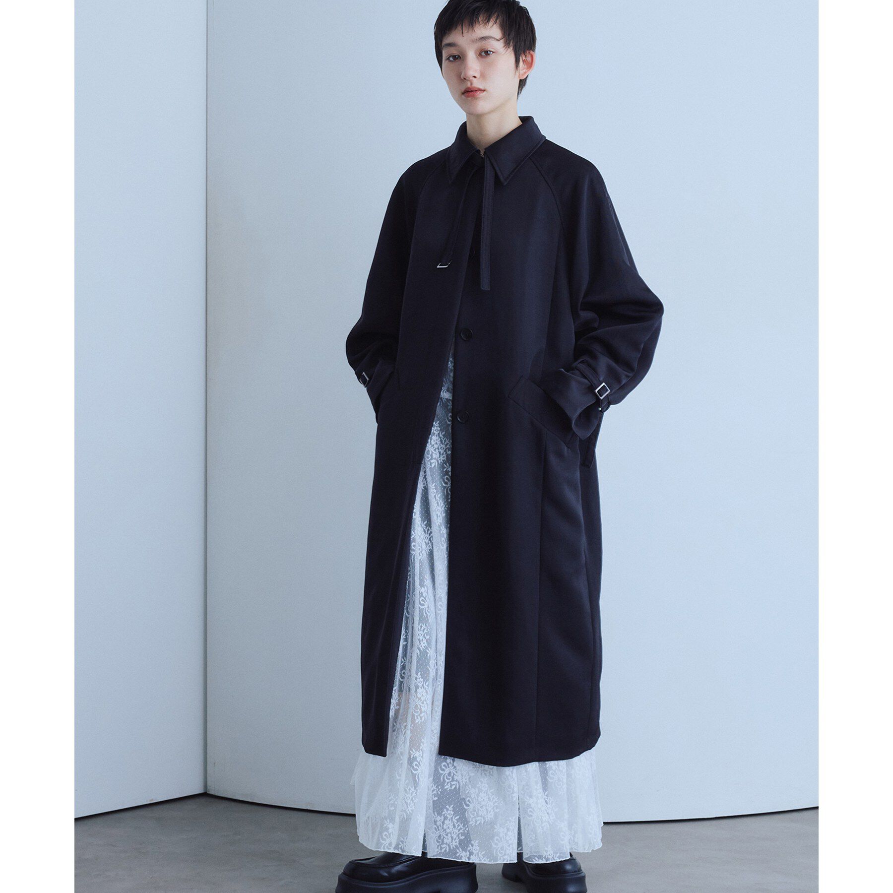 CODE A「light trench coat」|トレンチコート|ブラック(019)