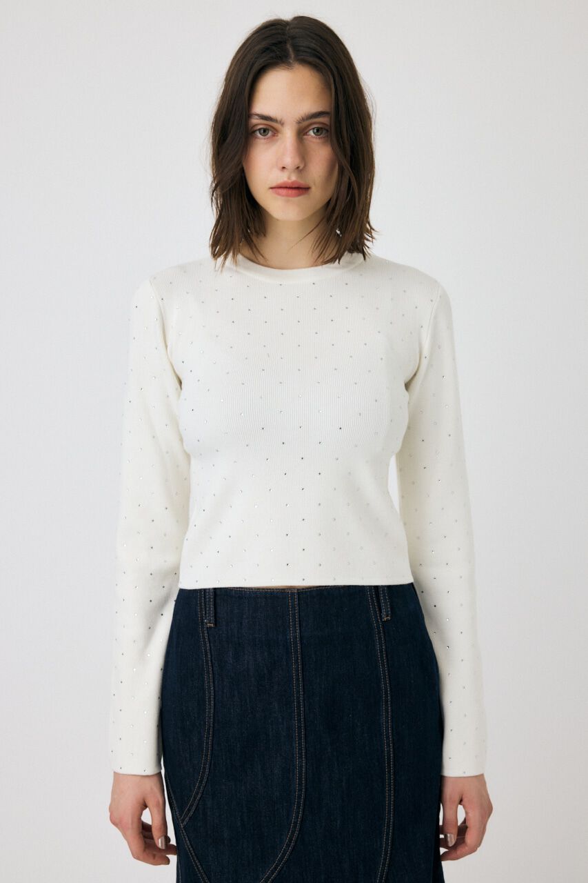 MOUSSY「RHINESTONE ニットトップス」|ニット・セーター|