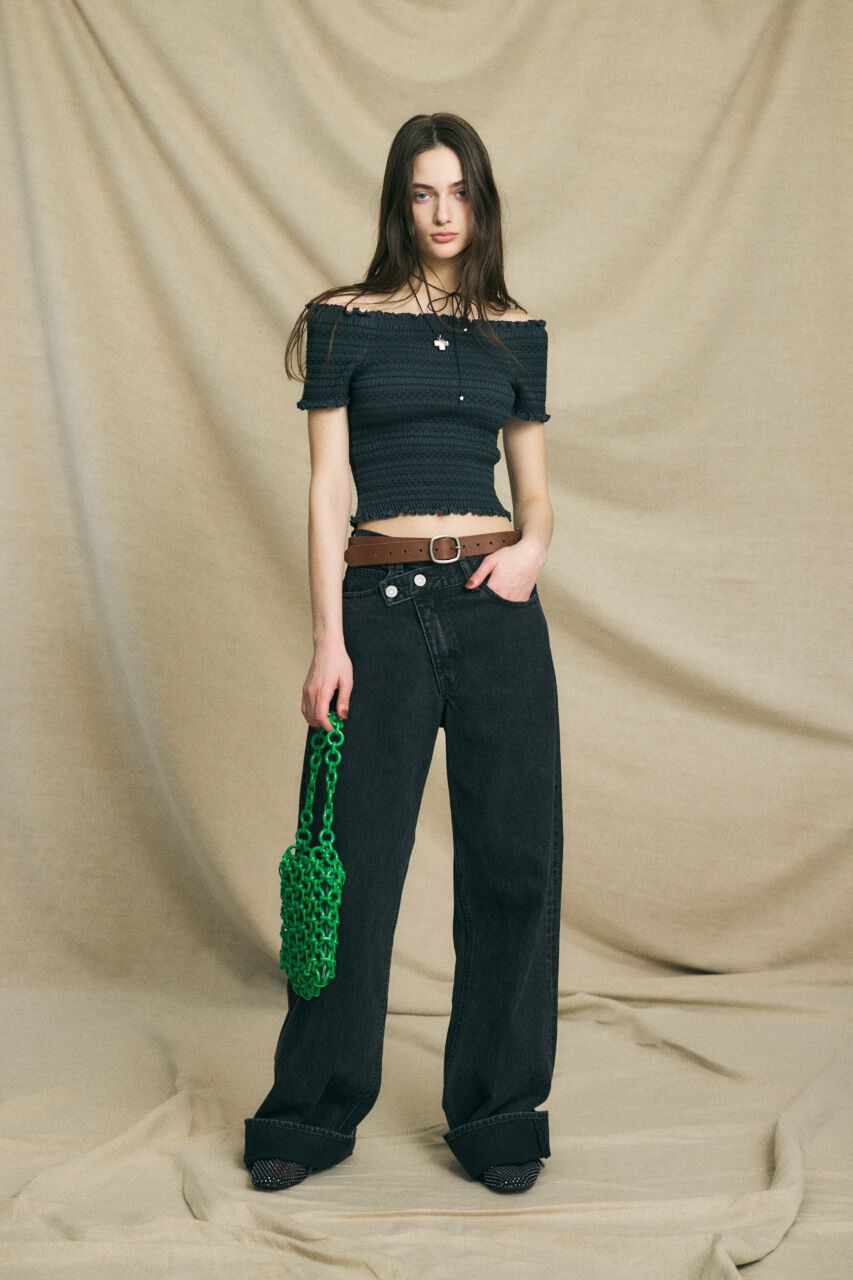 MOUSSY「CROSS WAIST WIDE STRAIGHT」|デニム|