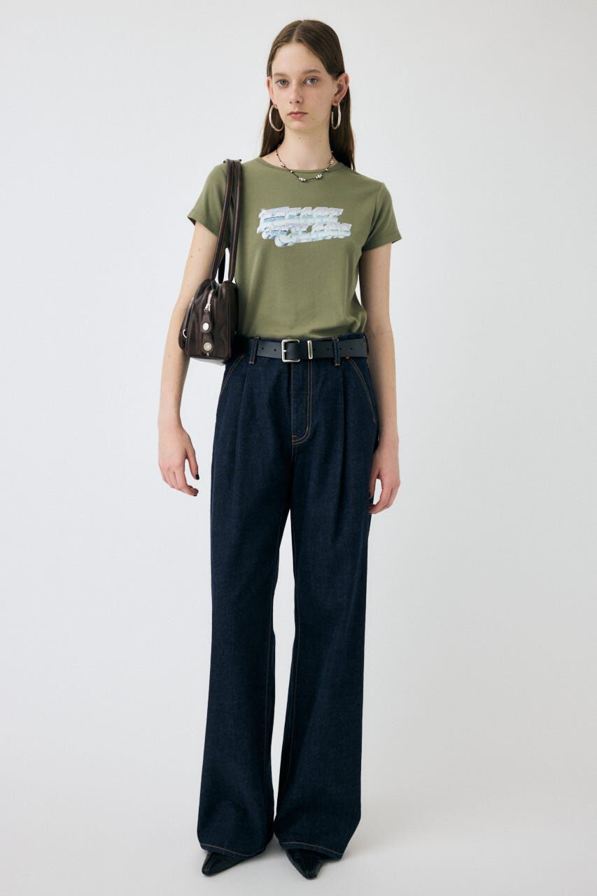 MOUSSY「TUCK WIDE ストレートデニム」|デニム|