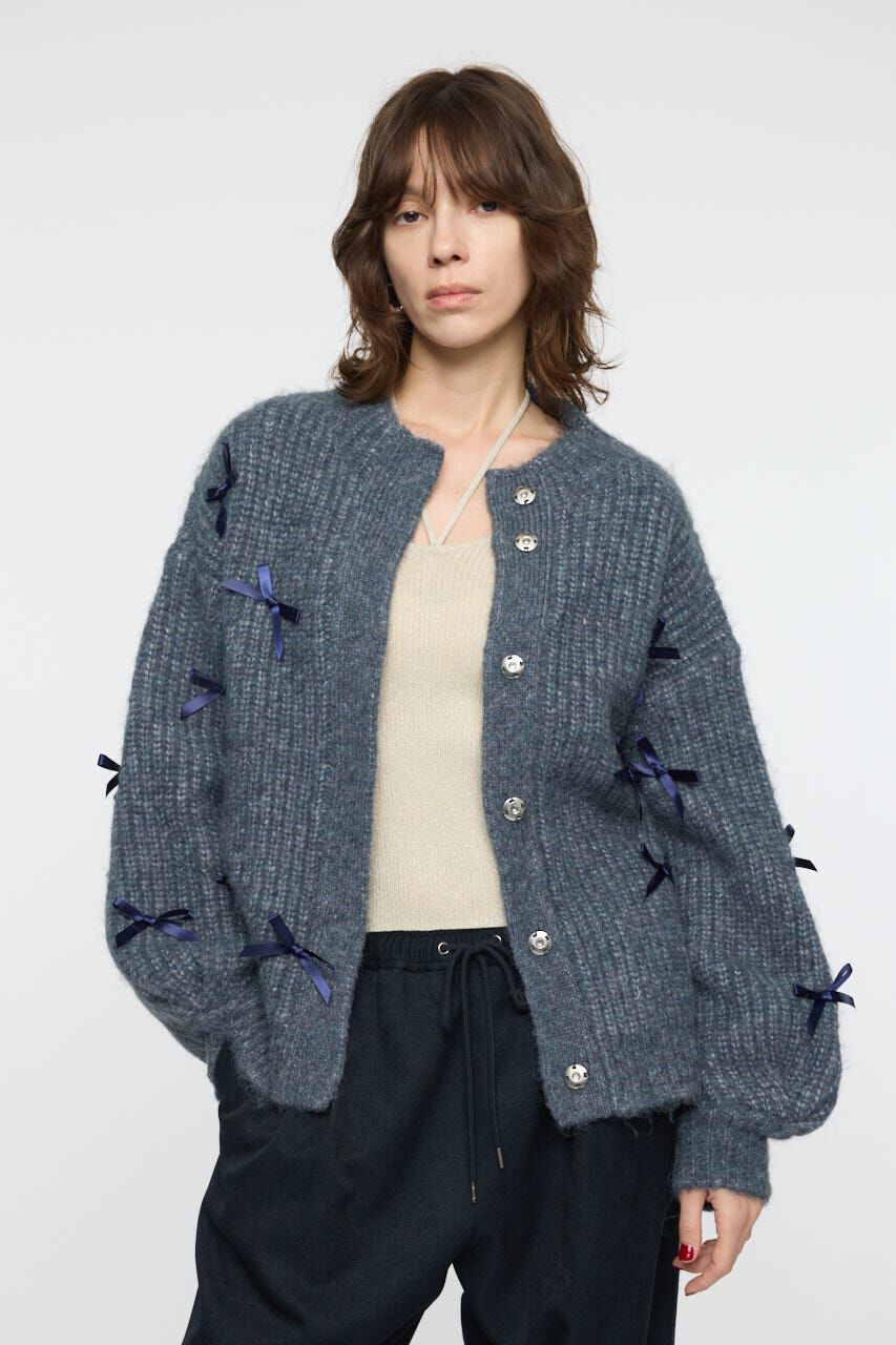 MOUSSY「RIBBON FANCY カーディガン」|カーディガン|