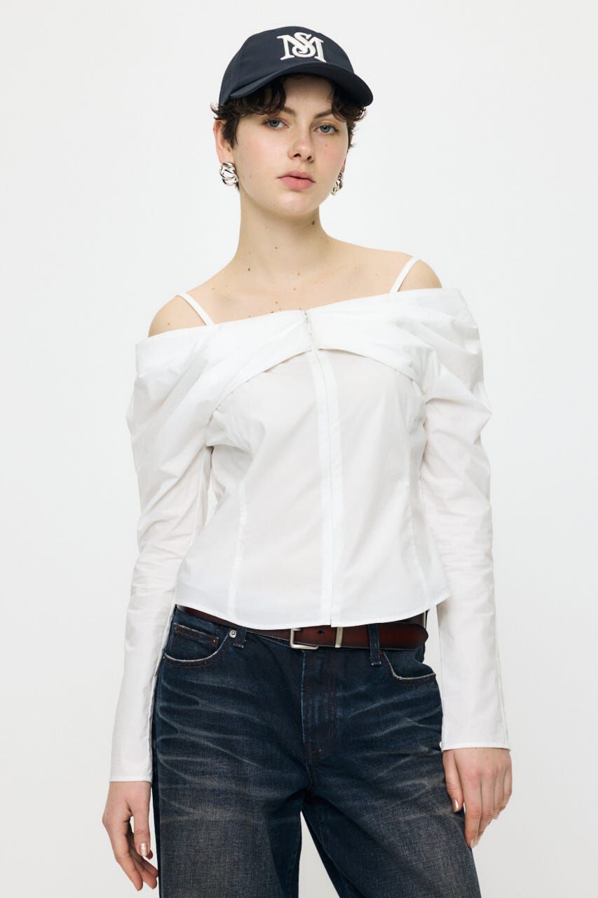 MOUSSY「RIBBON OFF SHOULDER  ブラウス」|その他|WHT