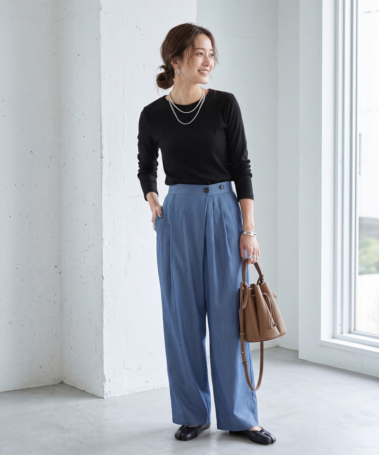 STYLE DELI「中太リブBASIC長袖カットソートップス」|Tシャツ・カットソー|