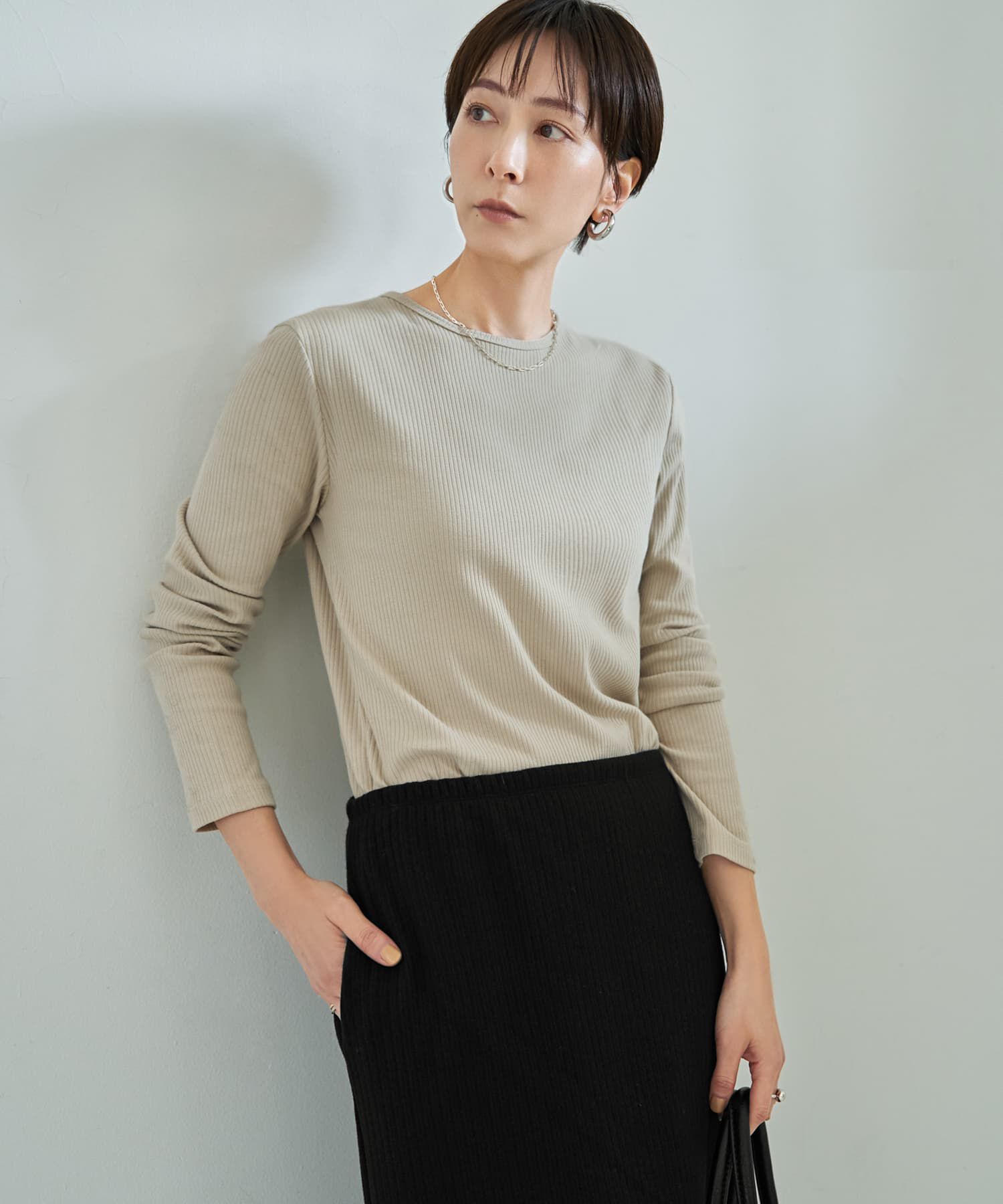 STYLE DELI「中太リブBASIC長袖カットソートップス」|Tシャツ・カットソー|