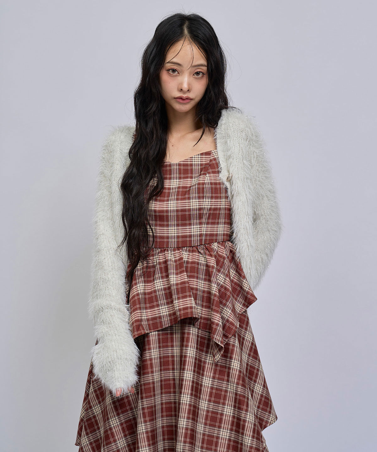 REDYAZEL「チェックキャミソールティアードロングワンピース」|ワンピース|