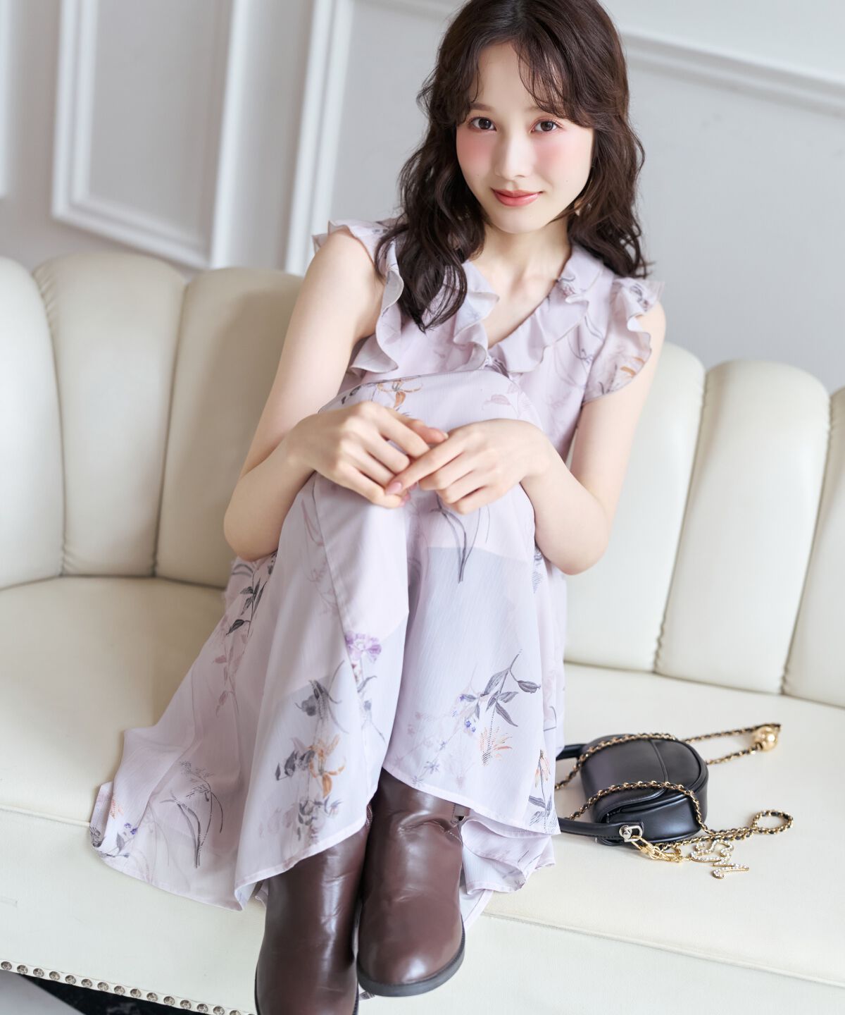 WILLSELECTION「フローラルプリントアイラッシュレースワンピース」|ワンピース|
