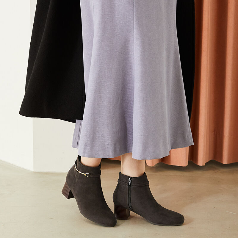 WA Oriental TRaffic「ビットモチーフミドルヒールブーツ/32406」|ショートブーツ|GREY