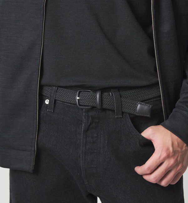 UNITED ARROWS green label relaxing「レザー バックル ゴムメッシュ ベルト」|ベルト|