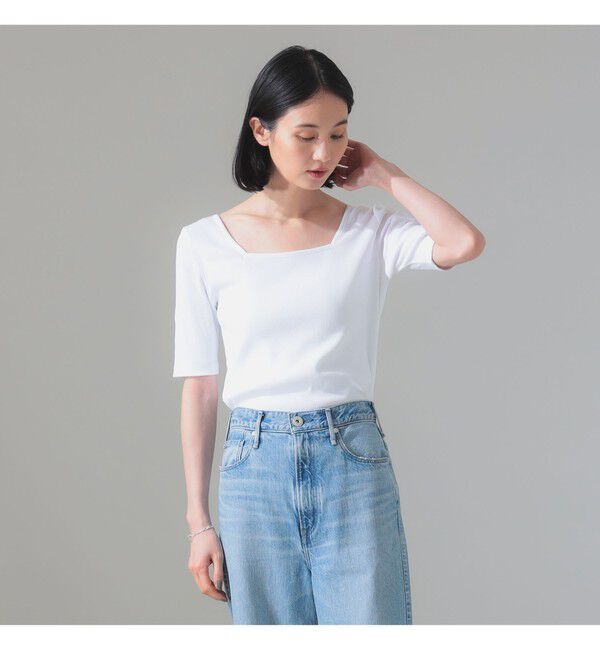 BEAMS SELECTION for WOMEN「【別注】スタイリスト佐藤佳菜子 &times; SLOANE / スクエアネック リブ Tシャツ」|Tシャツ・カットソー|