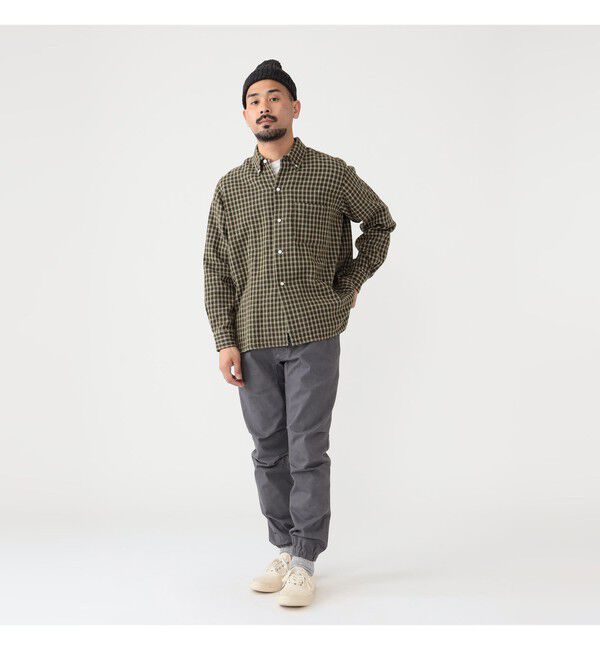 BEAMS PLUS「ダブルフェイス チェック オープンカラー ボタンダウン シャツ」|シャツ・ブラウス|