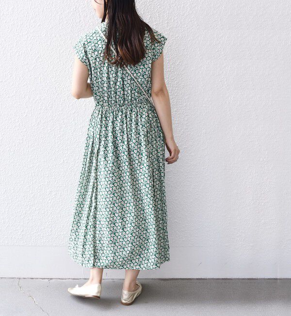 SHIPS for women「【WEB限定】〈洗濯機可能〉ドット 花柄 サイド プリーツ フレンチスリーブ ワンピース」|ワンピース|