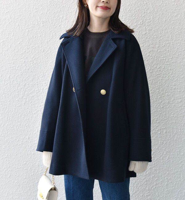 SHIPS for women「【WEB限定】〈手洗い可能〉ウール ライク ジャージー メルトン 2WAY Pコート」|ピーコート|