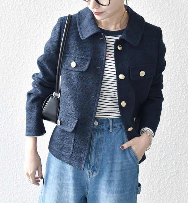 SHIPS any「SHIPS any: ツイード シングル ポケット ジャケット［NAVY BLUE］」|その他|